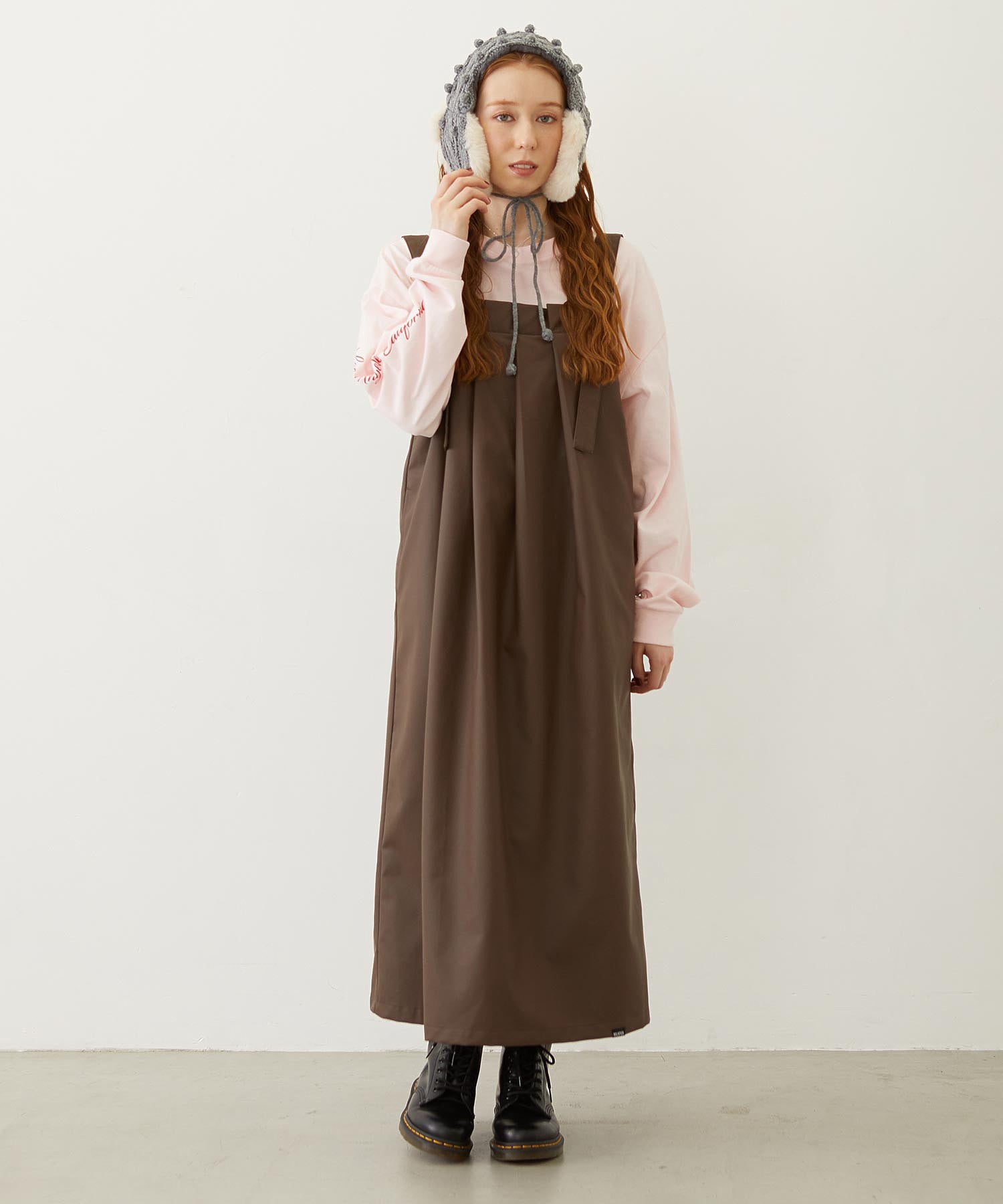 FAUX LEATHER TUCK DRESS