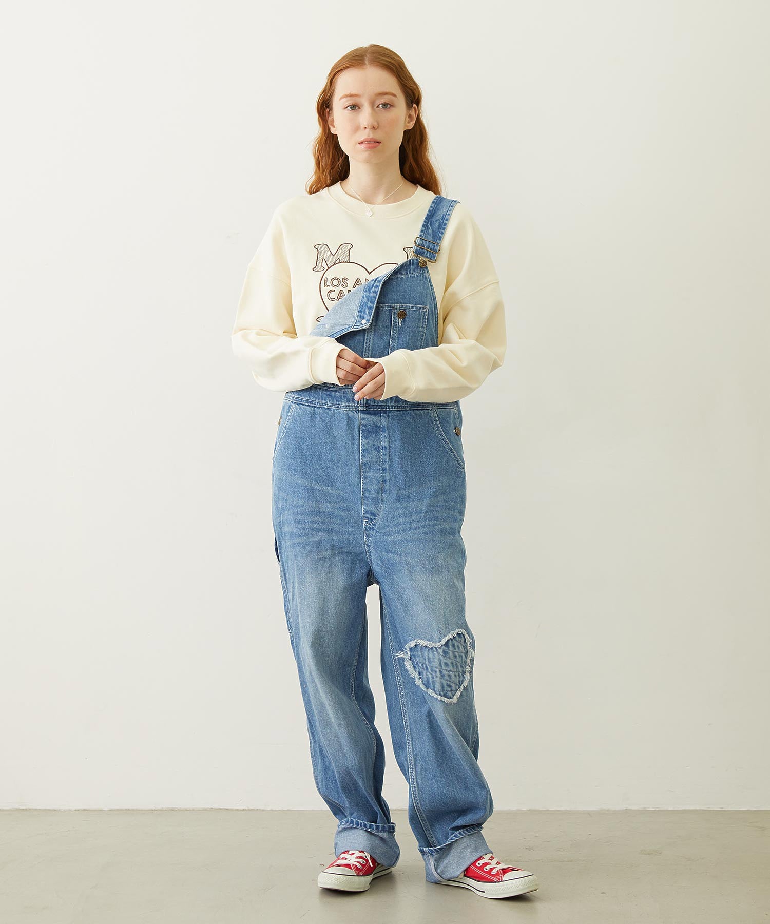 STITCHED HEART LOGO SHORT CREW SWEAT