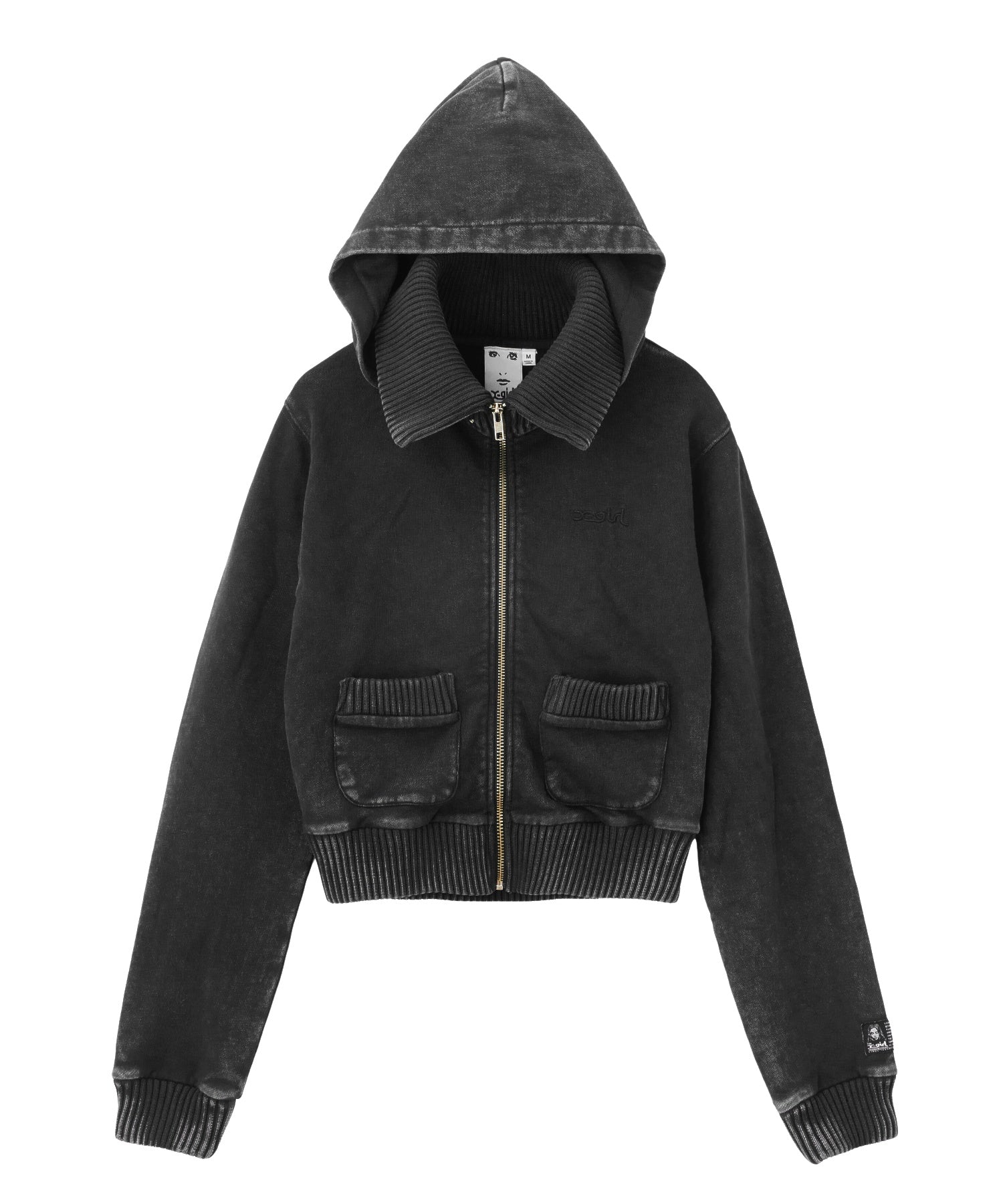 FADED SWEAT AND RIB ZIP UP COMPACT HOODIE