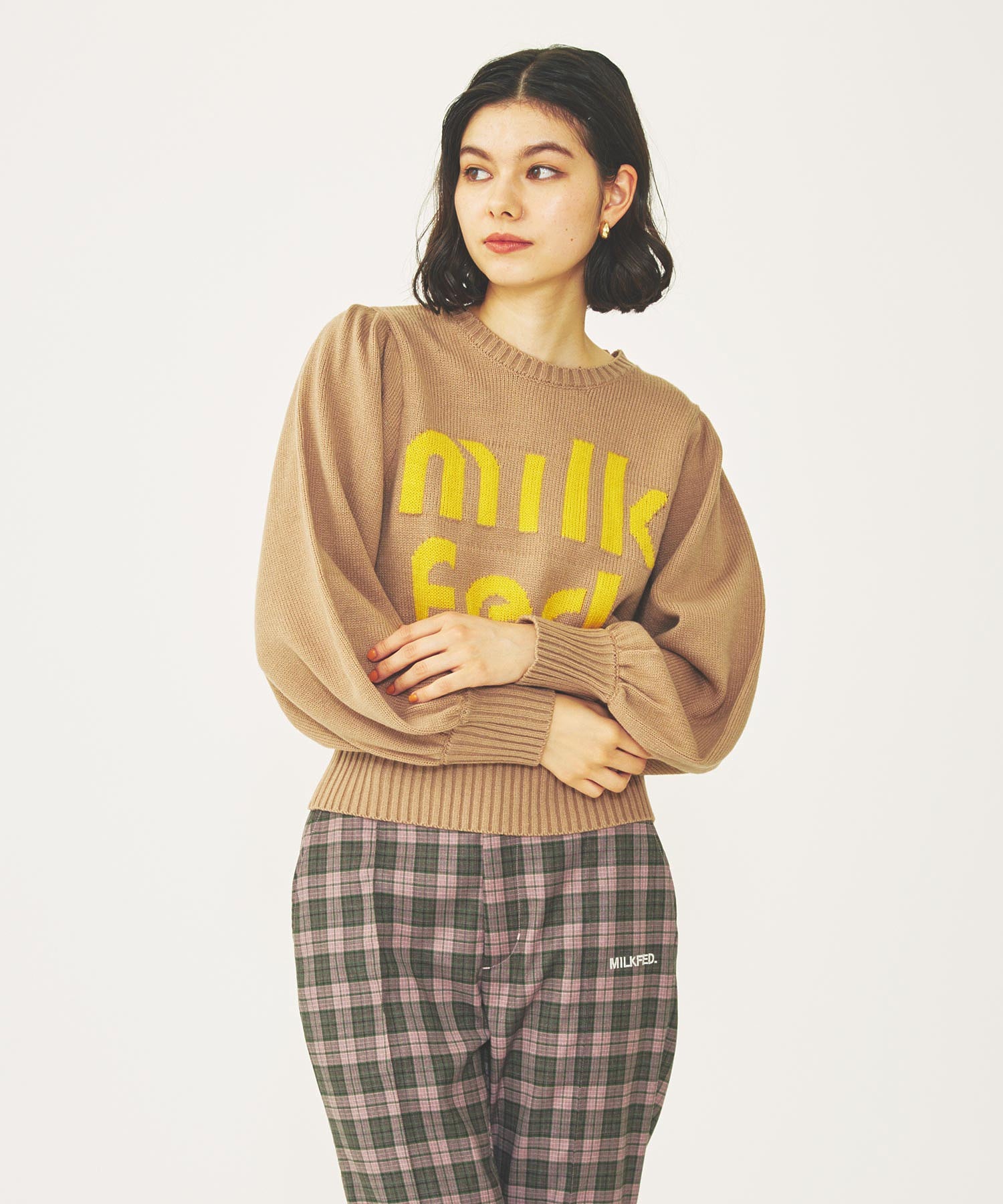 MILKFED LOGO KNIT TOP