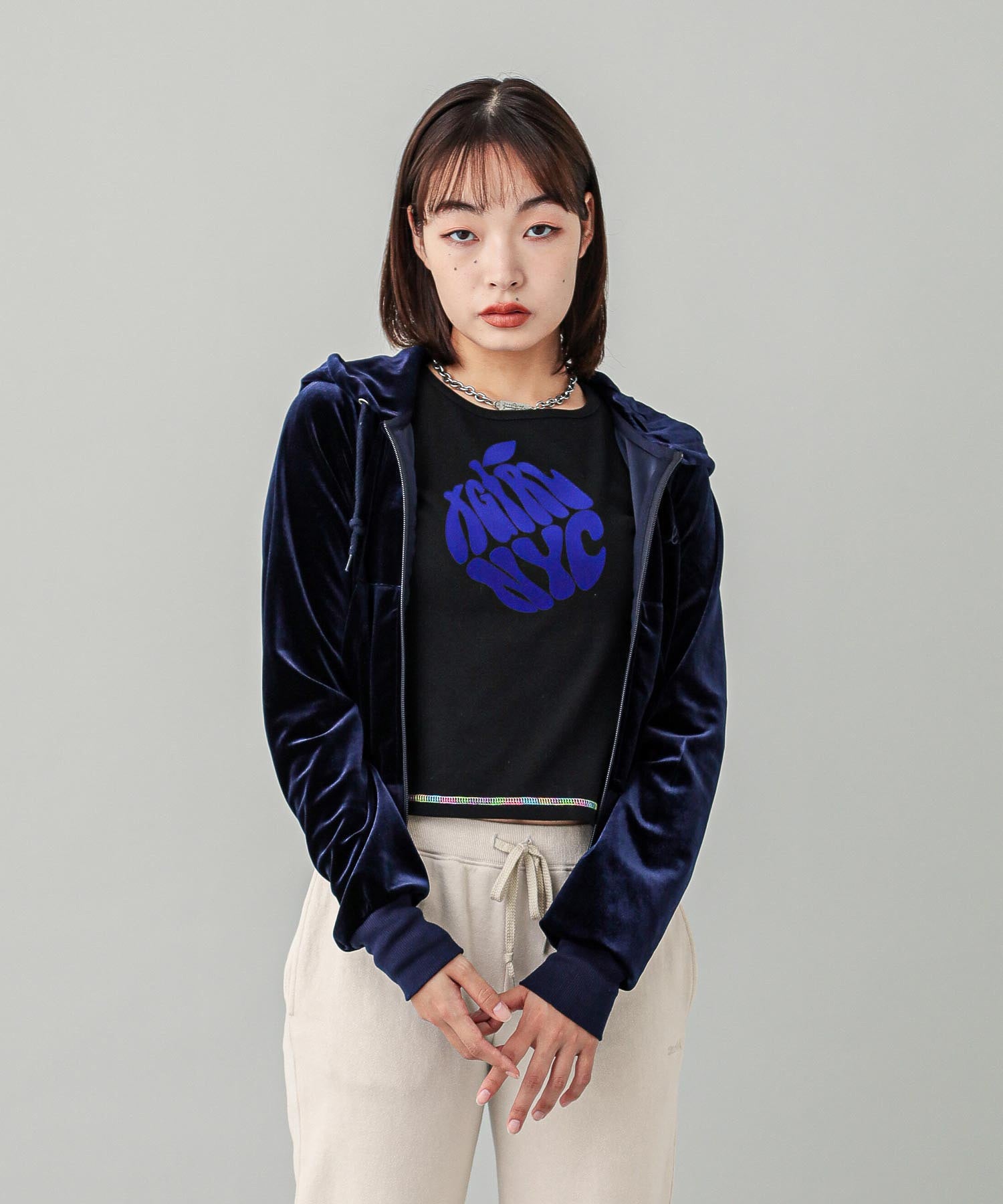 VELOUR ZIP UP HOODIE