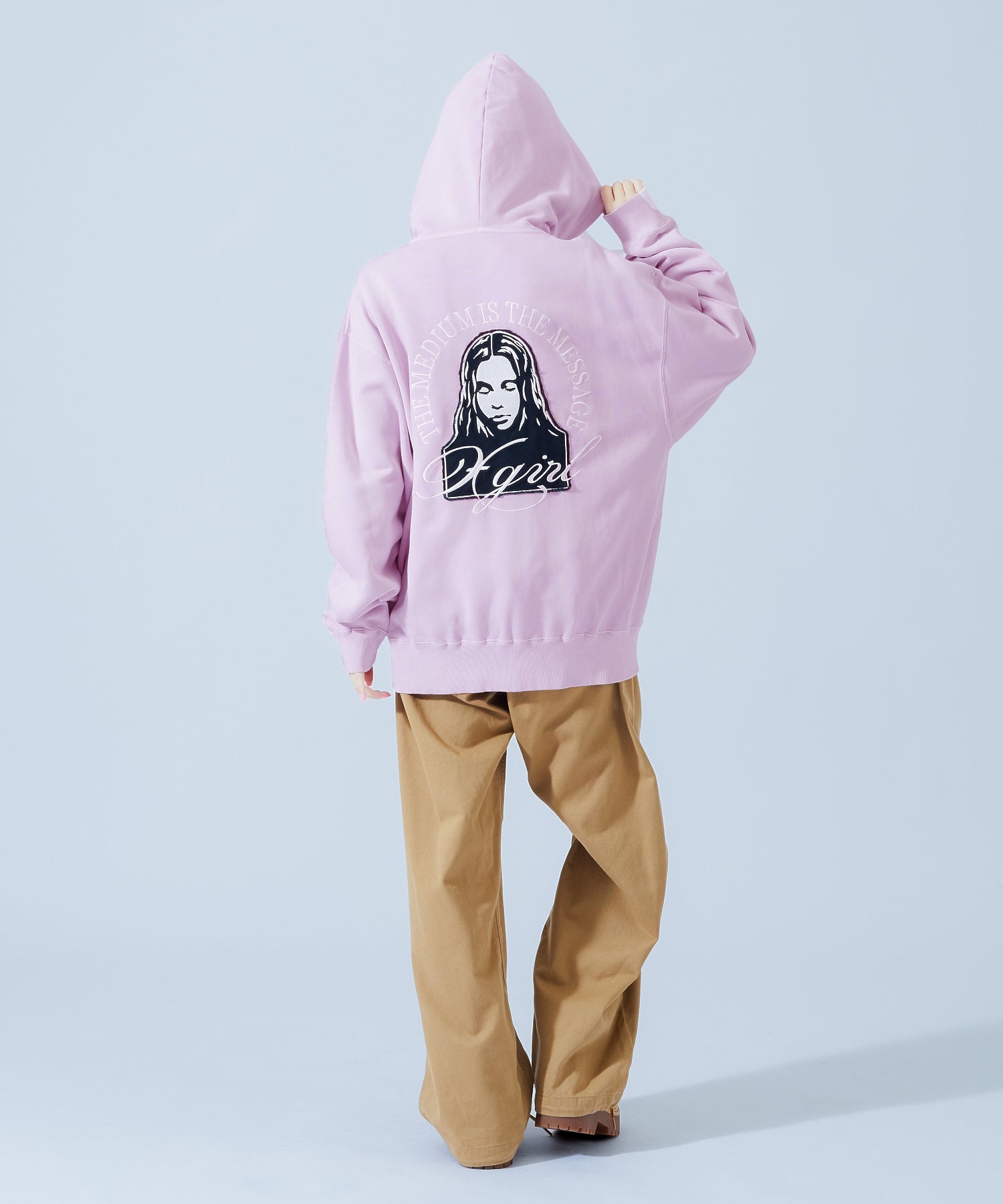PIGMENT DYED FACE PATCH AND LOGO ZIP UP SWEAT HOODIE