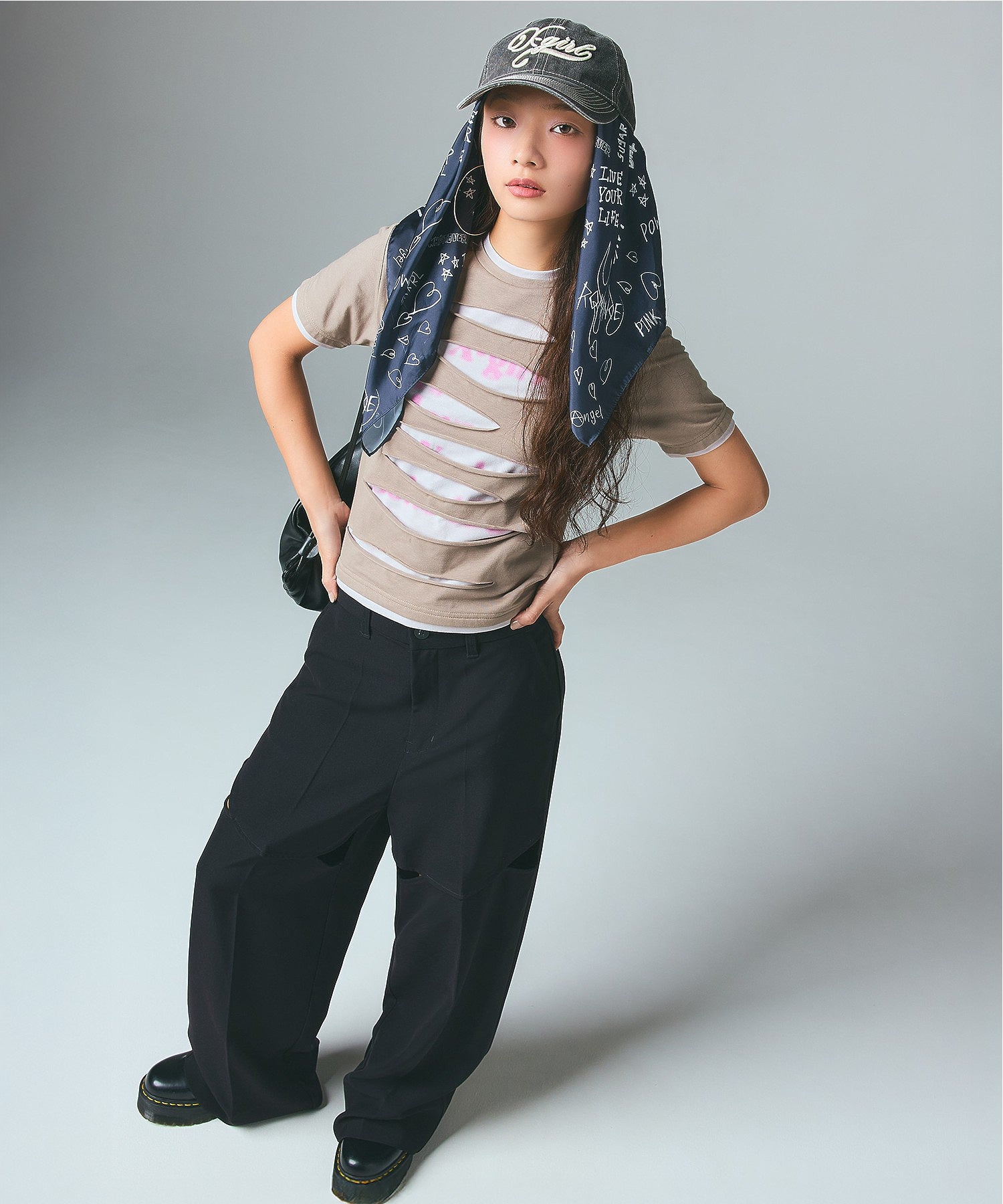 CURVED CUT PANELED PANTS