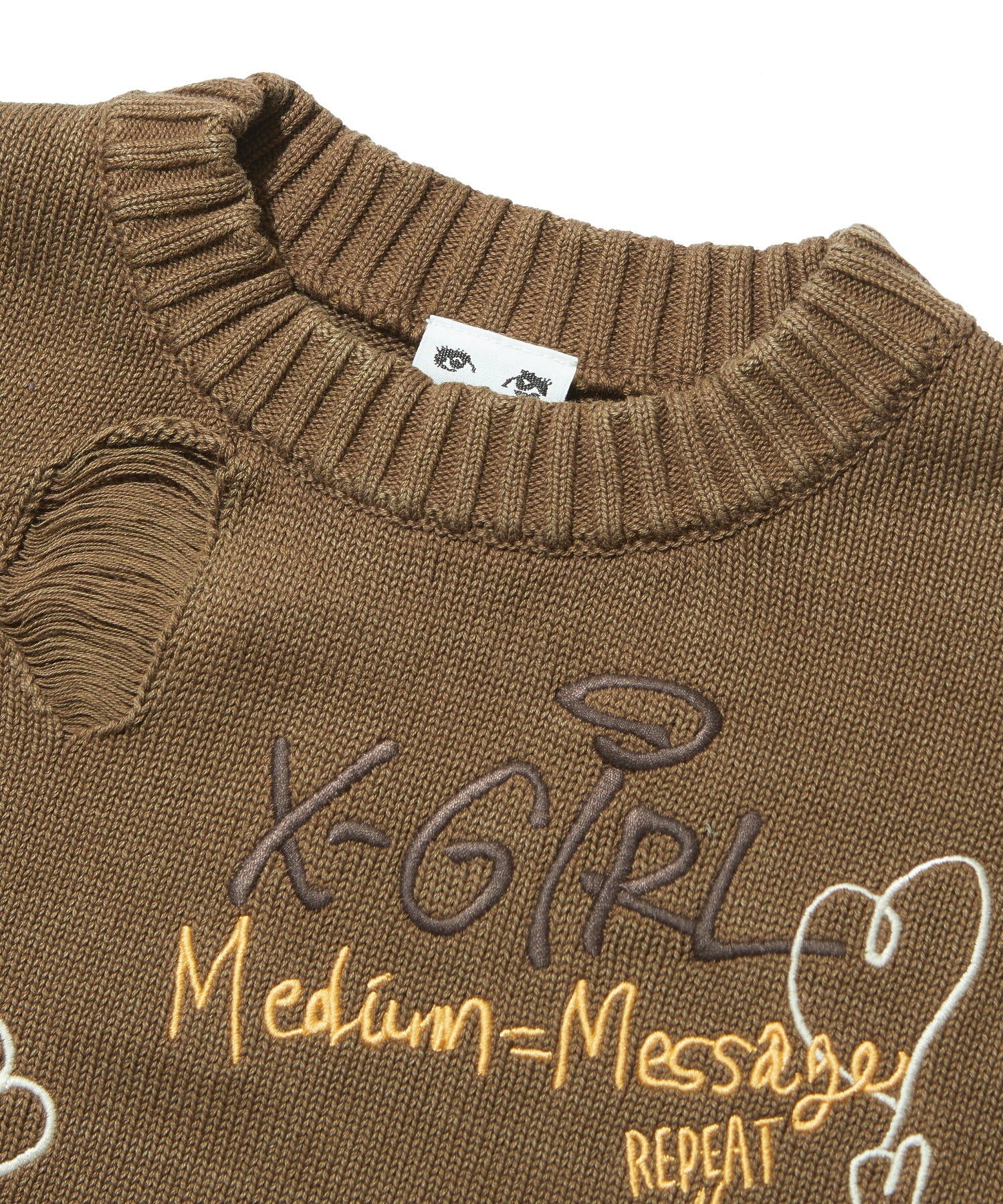 GRAFFITI LOGO DISTRESSED KNIT TOP