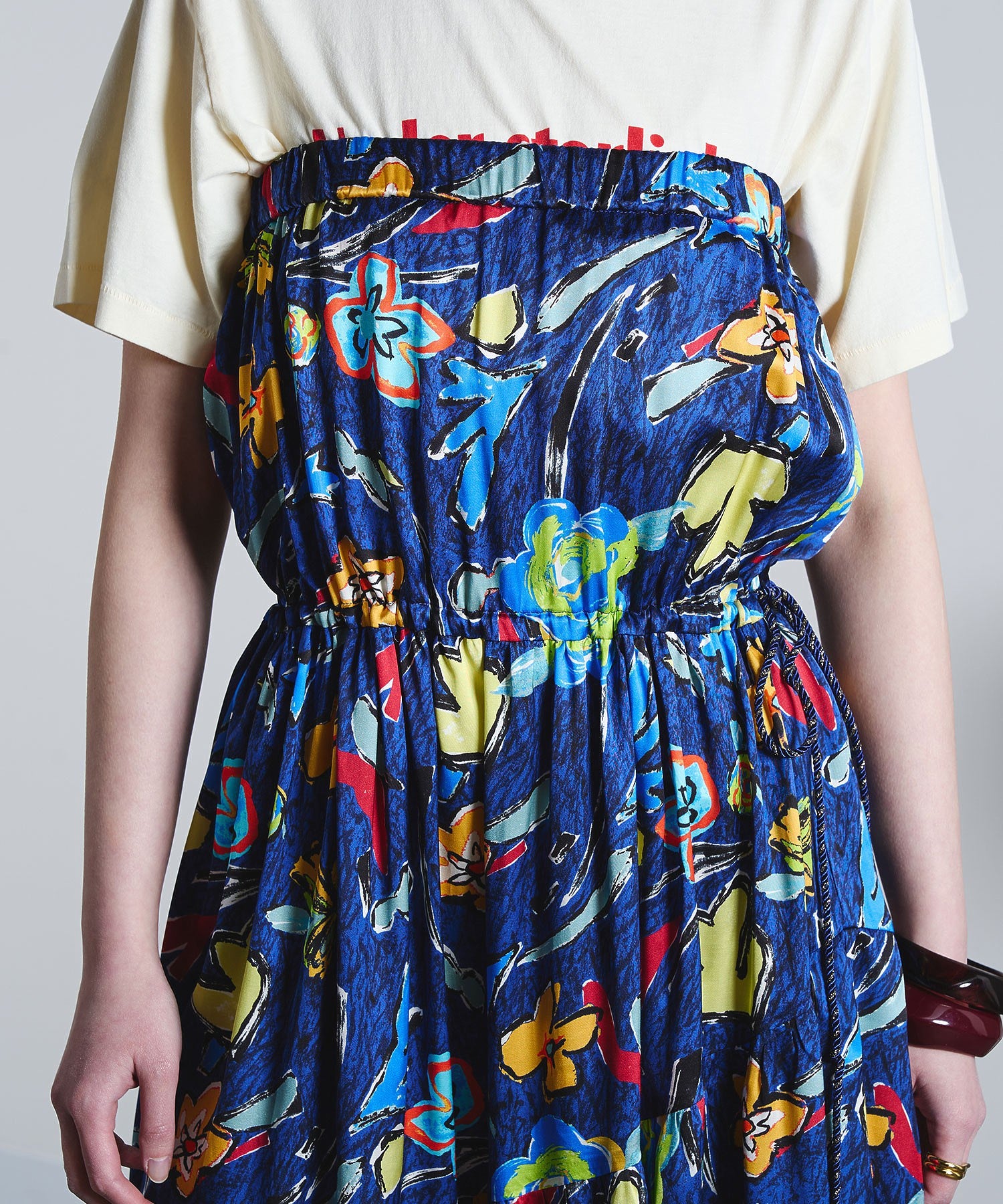 mici/PRINT GATHERED SKIRT