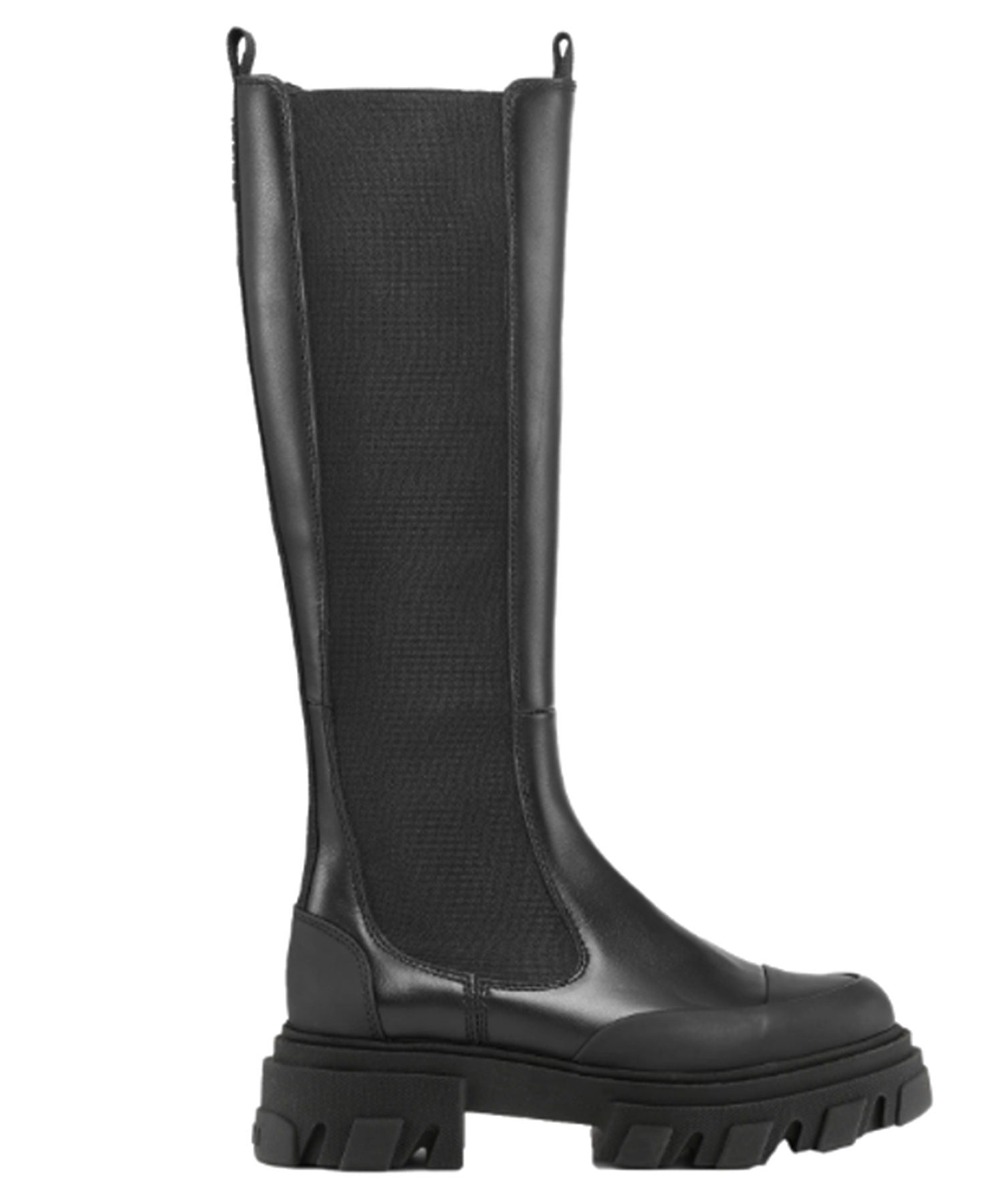GANNI/CLEATED HIGH CHELSEA BOOT BLACK STITCH