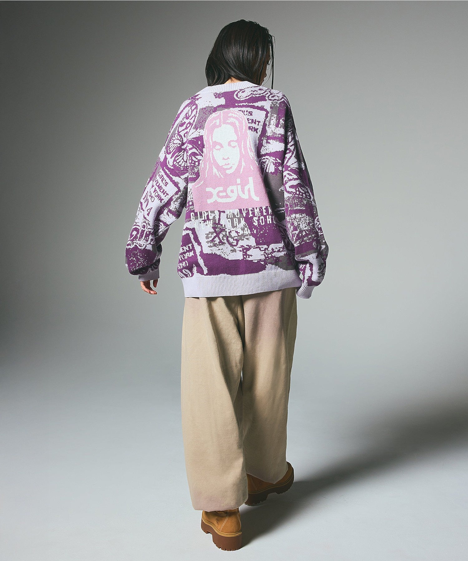 COLLAGE GRAPHIC JACQUARD KNIT CARDIGAN