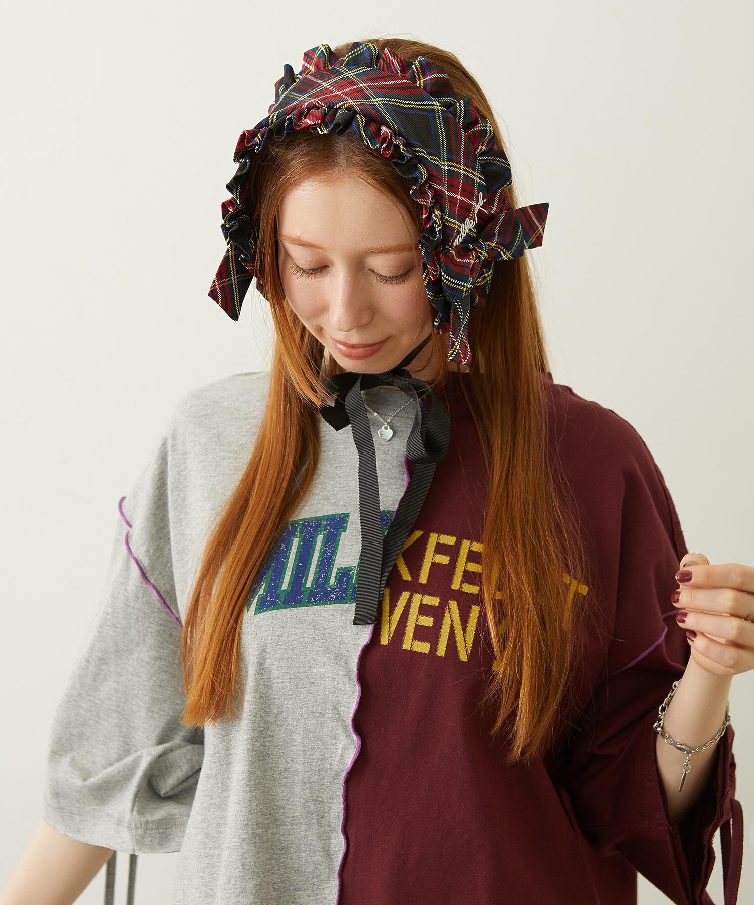 FRILLED TARTAN EARMUFFS