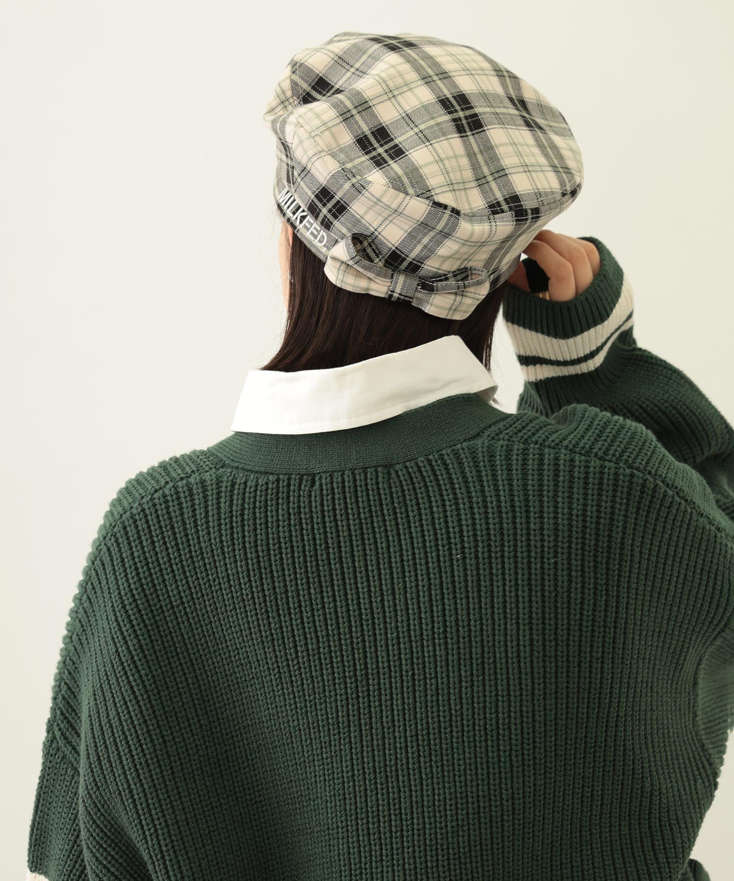 LOGO PLAID BERET