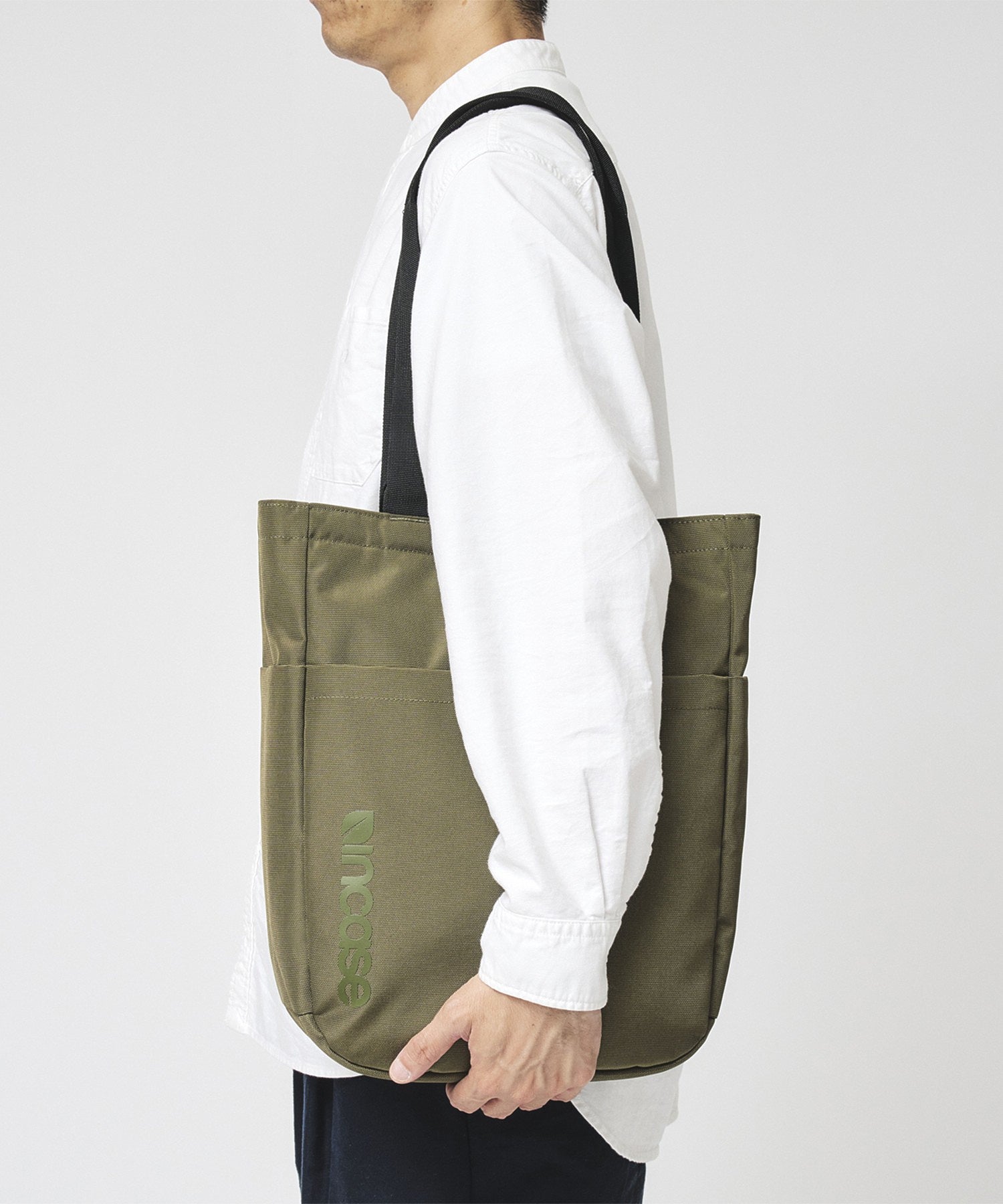Grid 2-Way Tote Bag - Olive