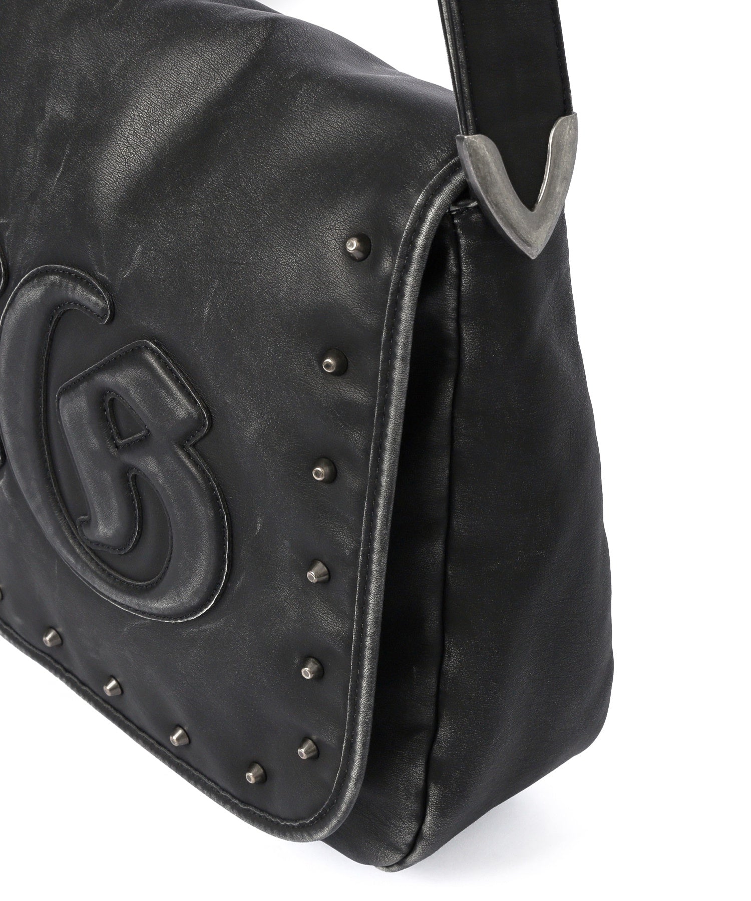 XG LOGO PATCH STUDDED FAUX LEATHER SHOULDER BAG