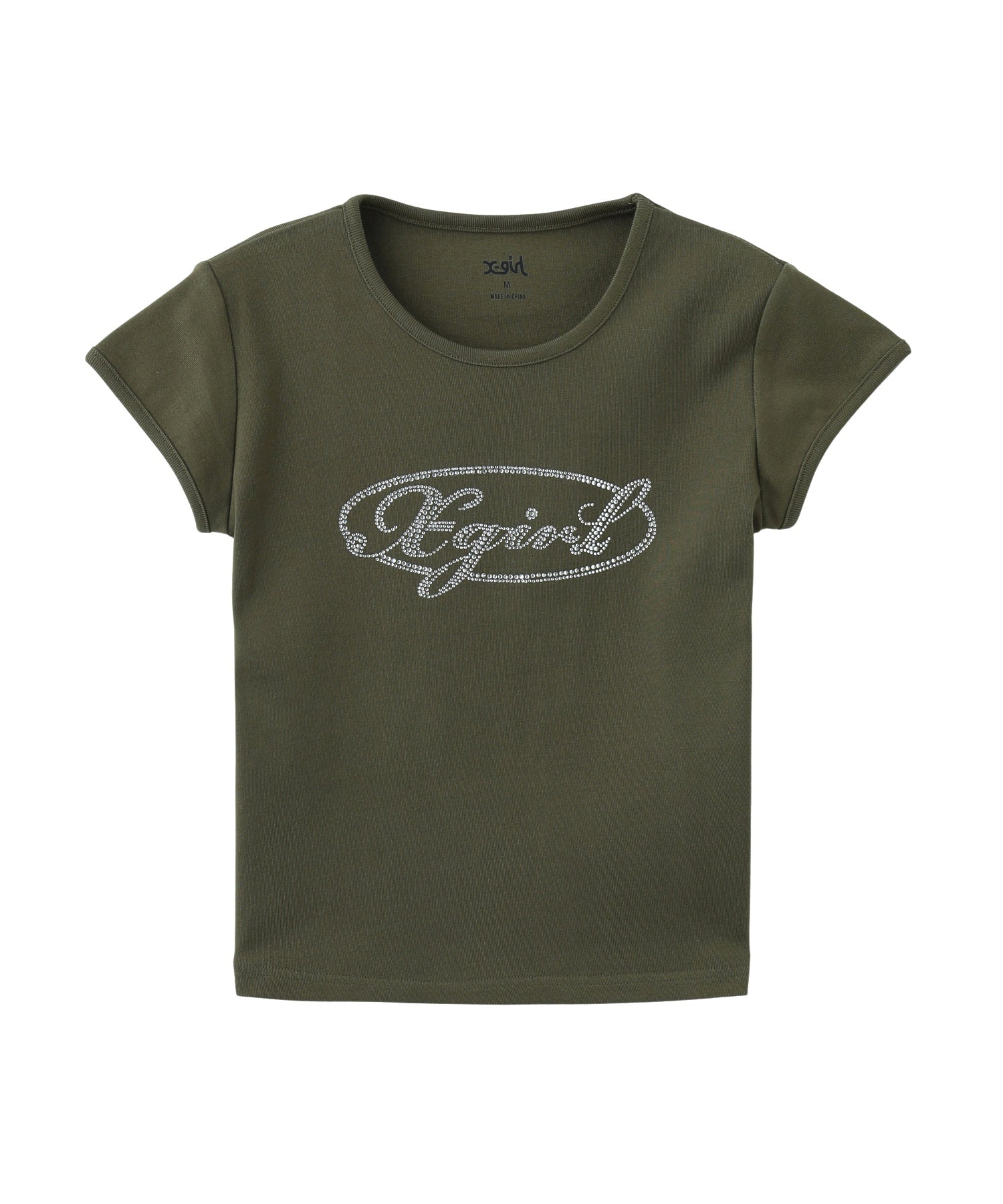 RHINESTONE OVAL CURSIVE LOGO S/S BABY TEE