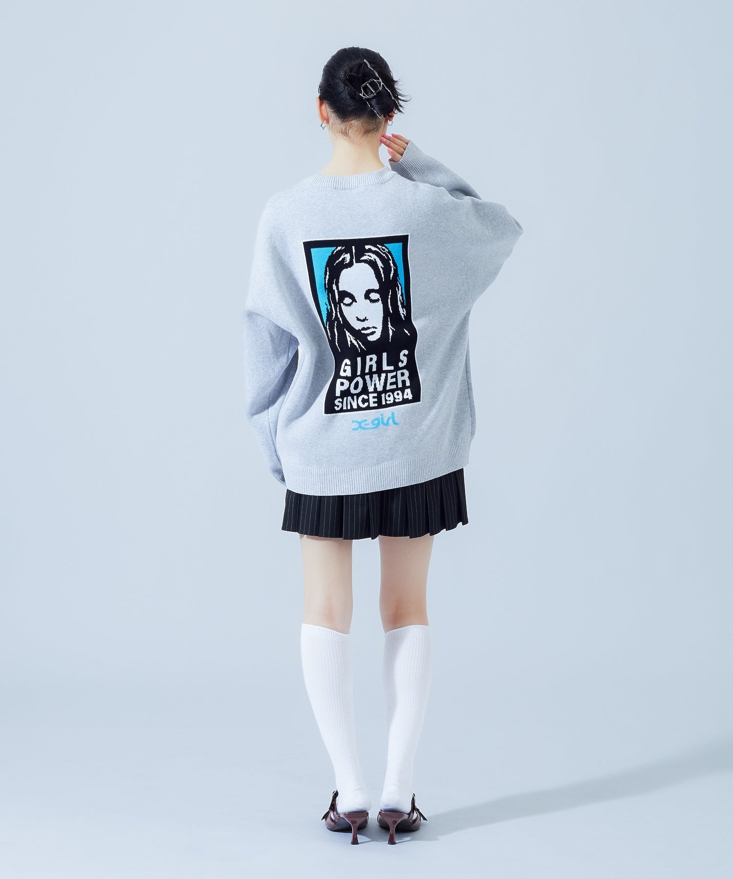 BOX LOGO AND FACE JACQUARD KNIT TOP