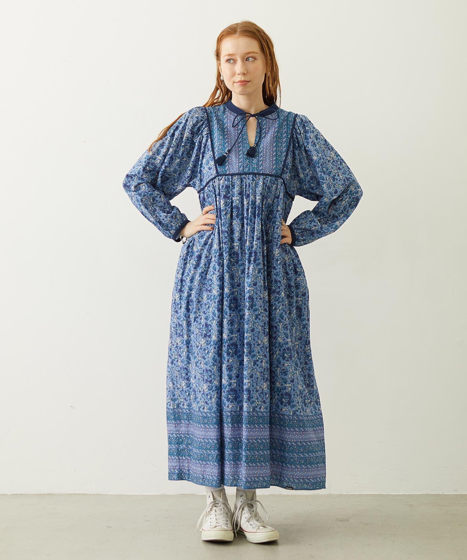 PRINTED TASSEL TIE DRESS