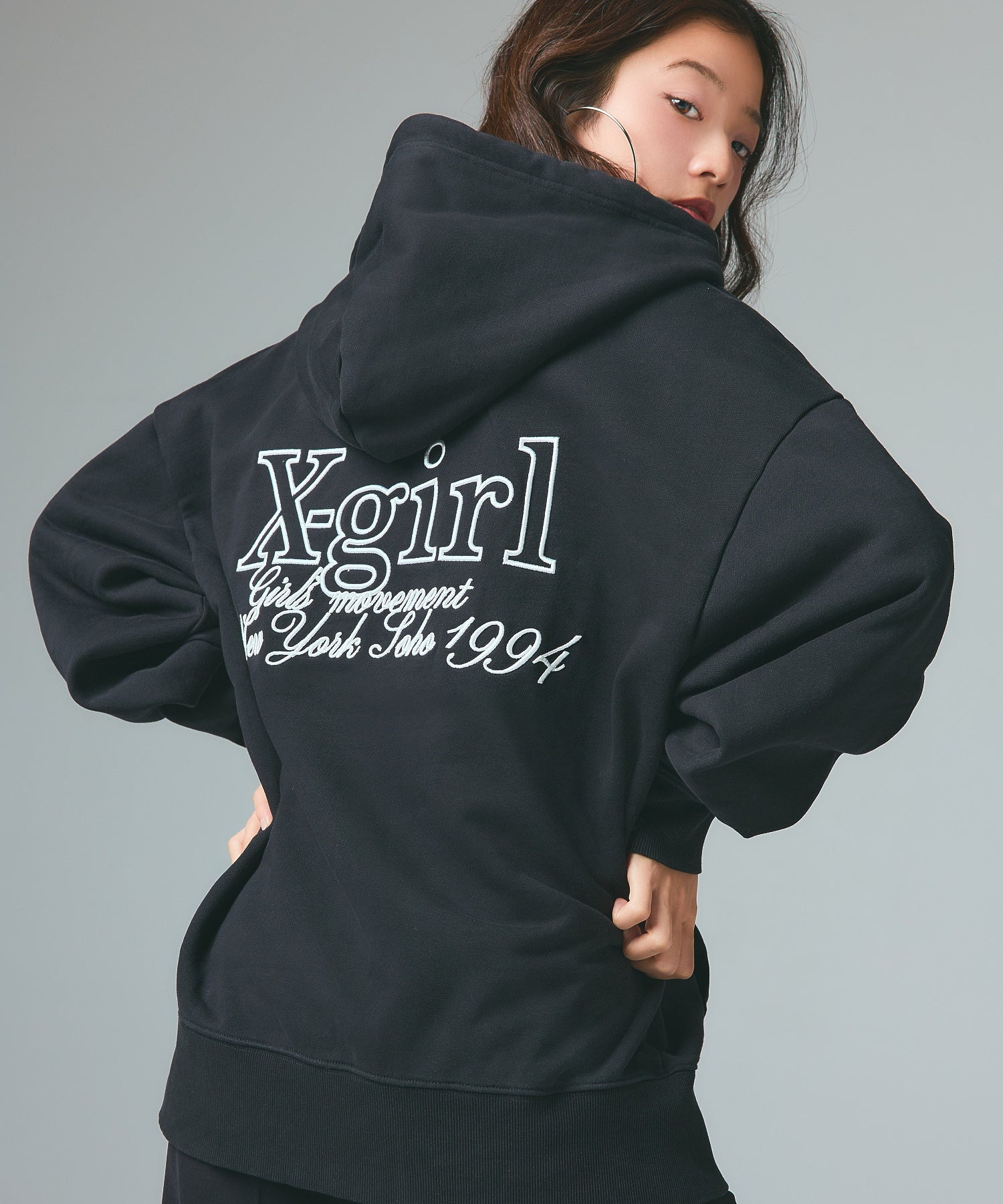 EMBROIDERED LOGO ZIP UP SWEAT HOODIE
