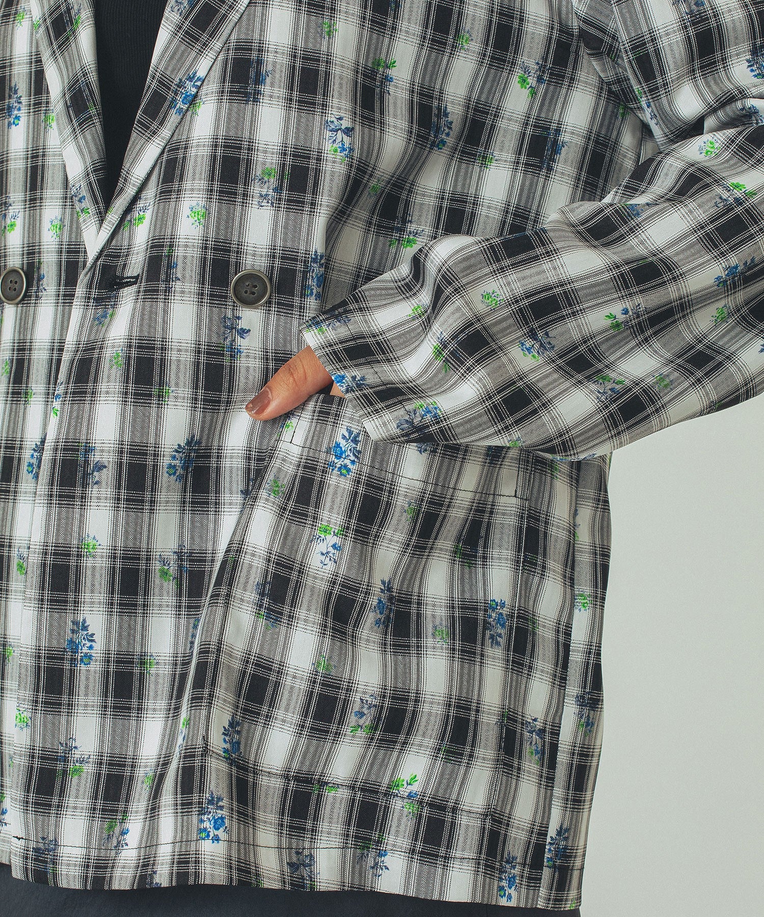 mag.by c/FLOWER PRINT CHECK SHIRT
