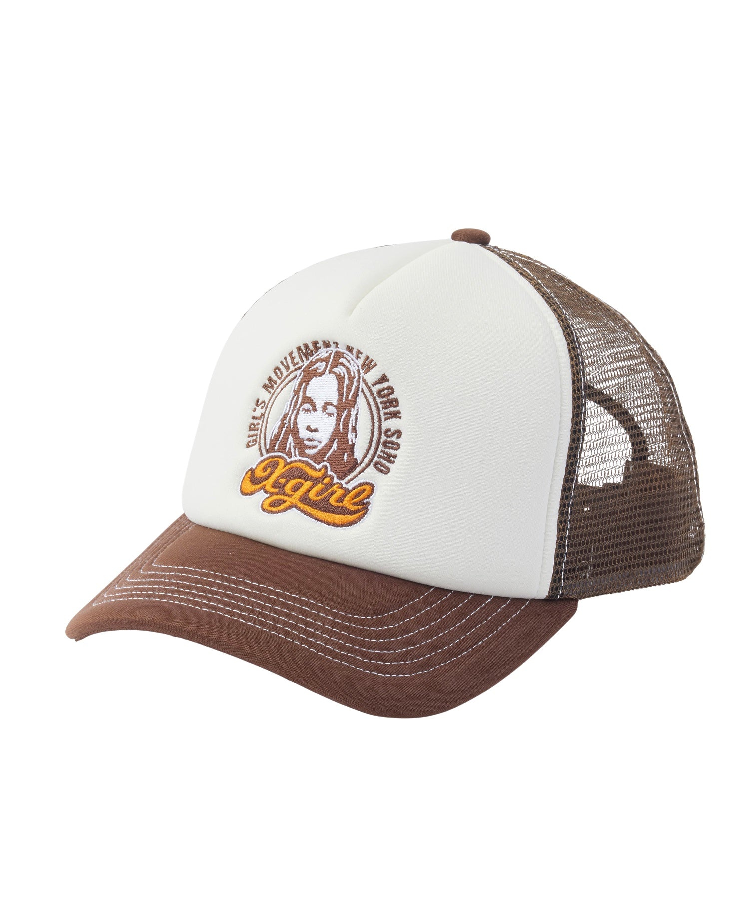 CHEERFUL LOGO AND FACE TRUCKER CAP