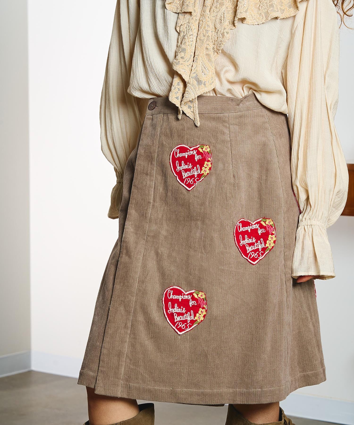 【ROSE BUD別注】INDIA IS BEAUTIFUL and ROSE BUD/CORDUROY WRAP SKIRT