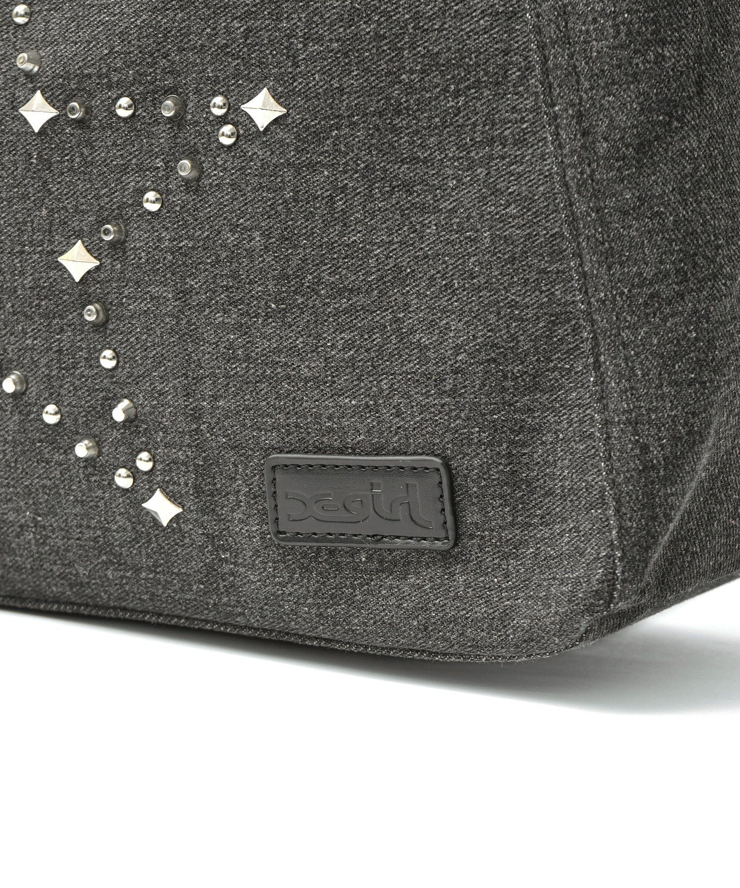 STUDDED DENIM SHOULDER BAG