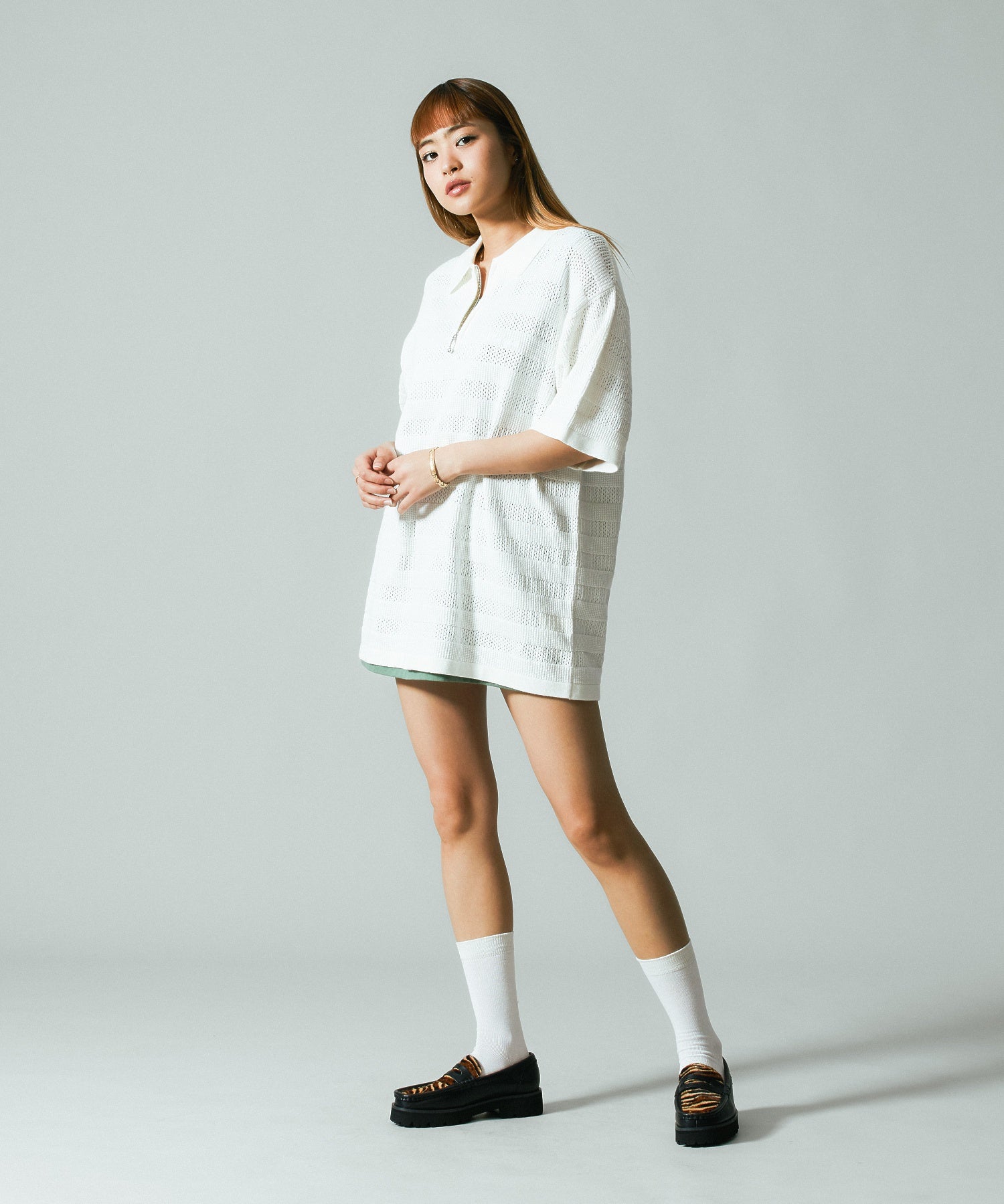 STRIPED KNIT POLO SHIRT