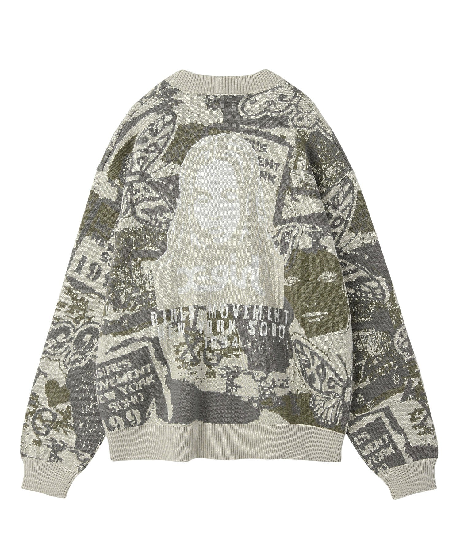COLLAGE GRAPHIC JACQUARD KNIT CARDIGAN