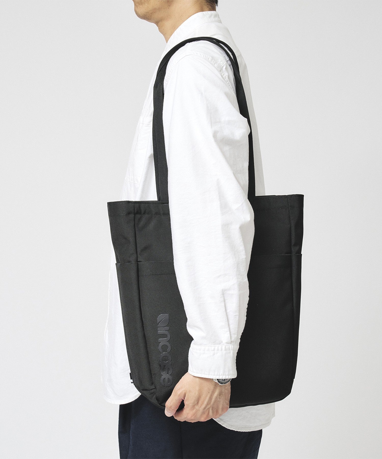 Grid 2-Way Tote Bag - Black