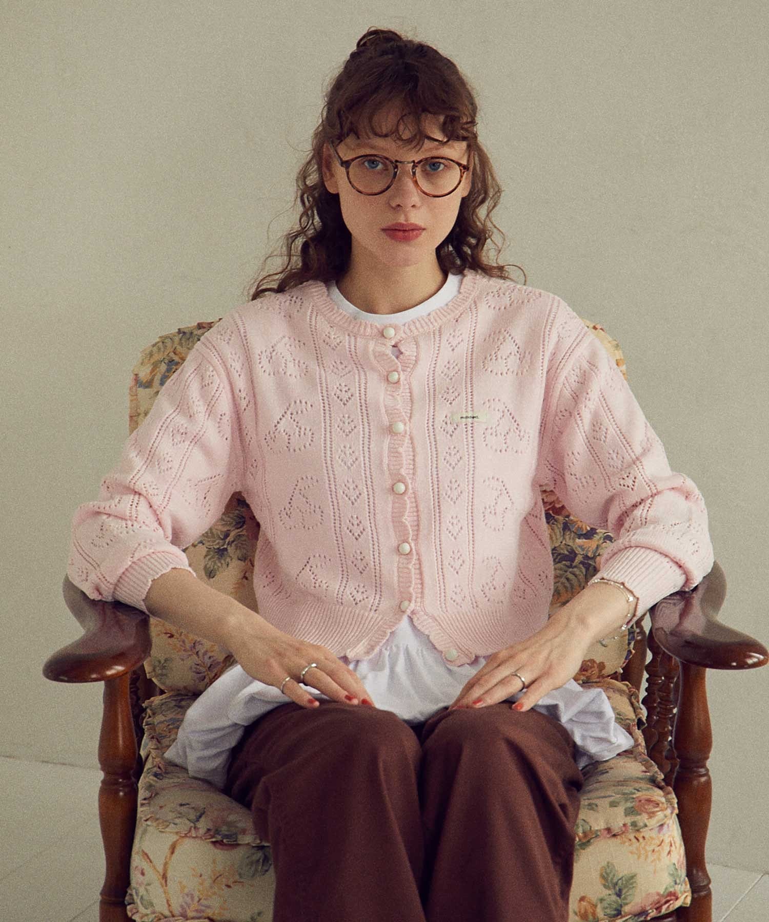CHERRY OPEN KNIT CARDIGAN