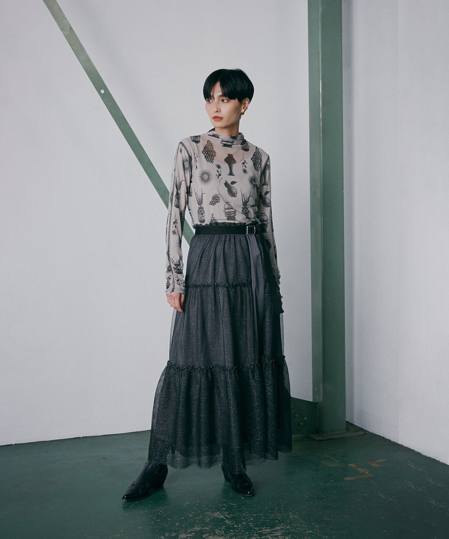 チュールレイヤードスカート