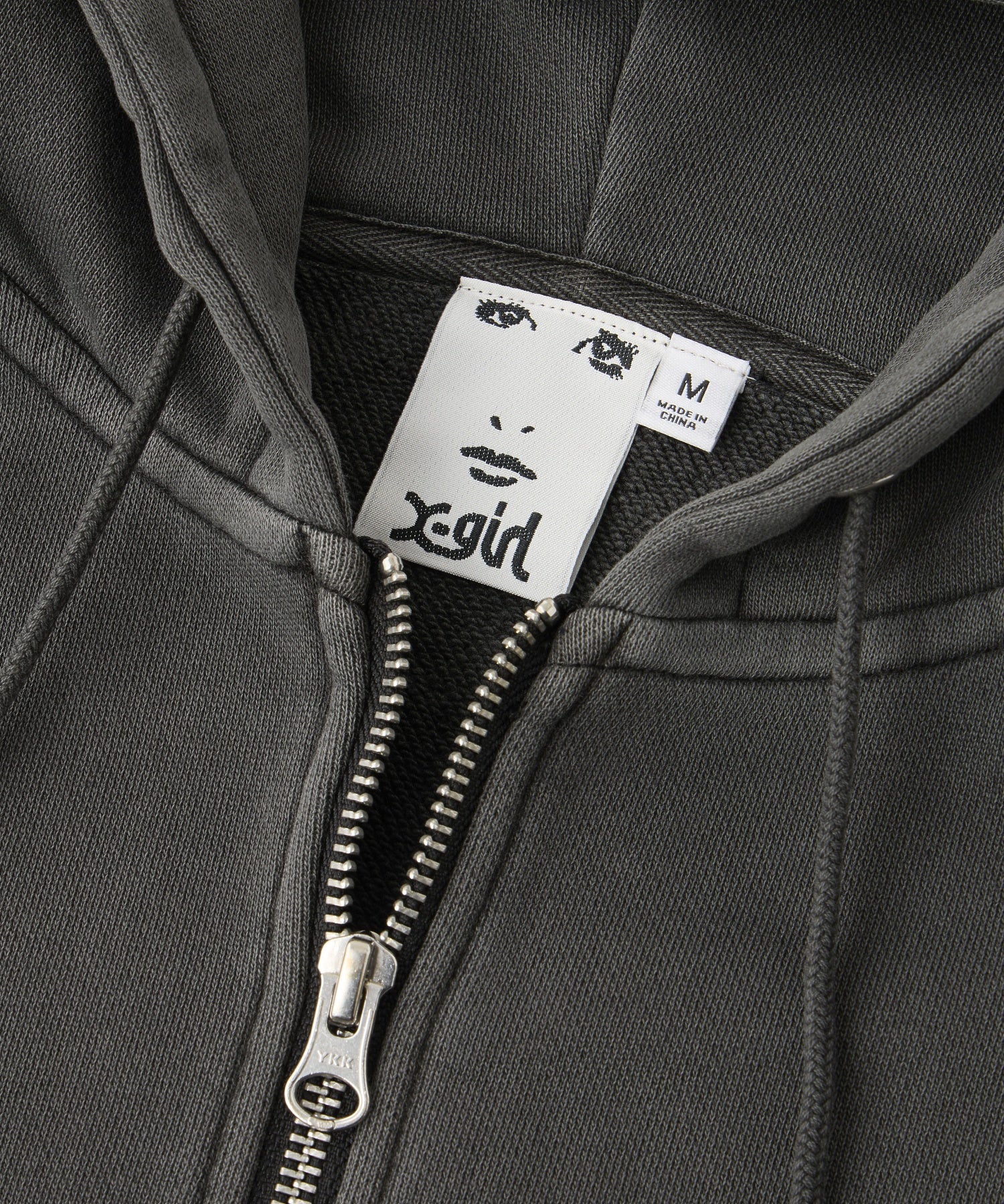 PIGMENT DYED FACE LABEL ZIP UP SWEAT HOODIE