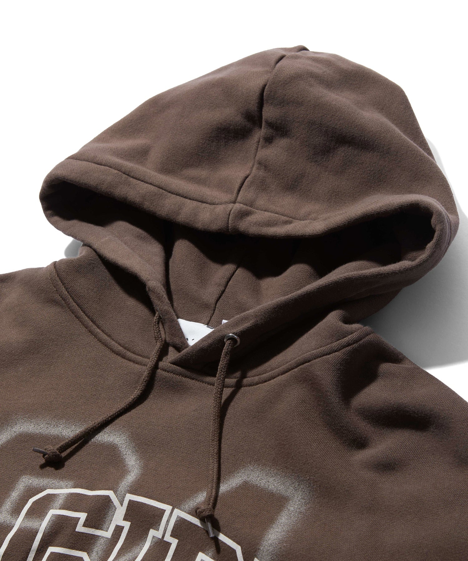 FLOCKED SPRAY LOGO BALLOON HEM SWEAT HOODIE