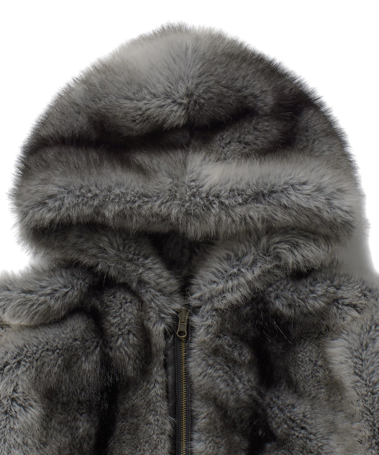 LOGO PATCHED FAUX FUR HOODED JACKET