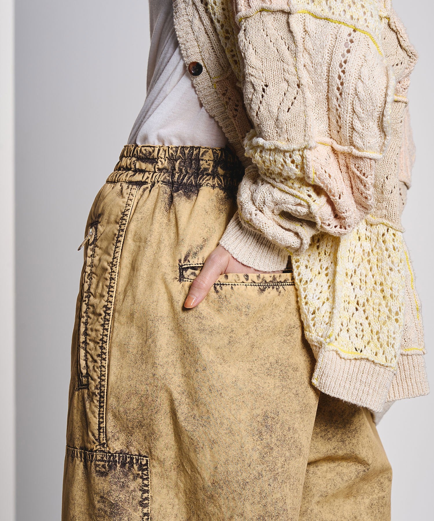 CREOLME/MILITARY WIDE LEG PANTS