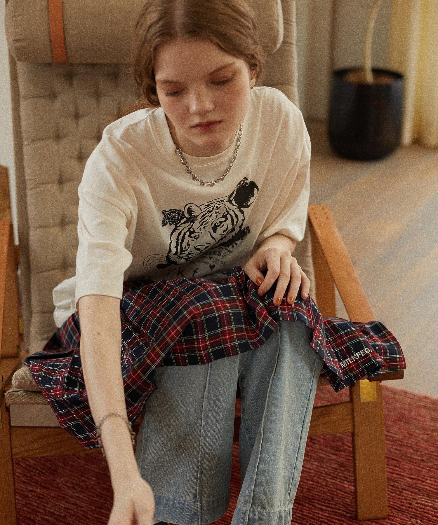 PLEATED PLAID SKIRT