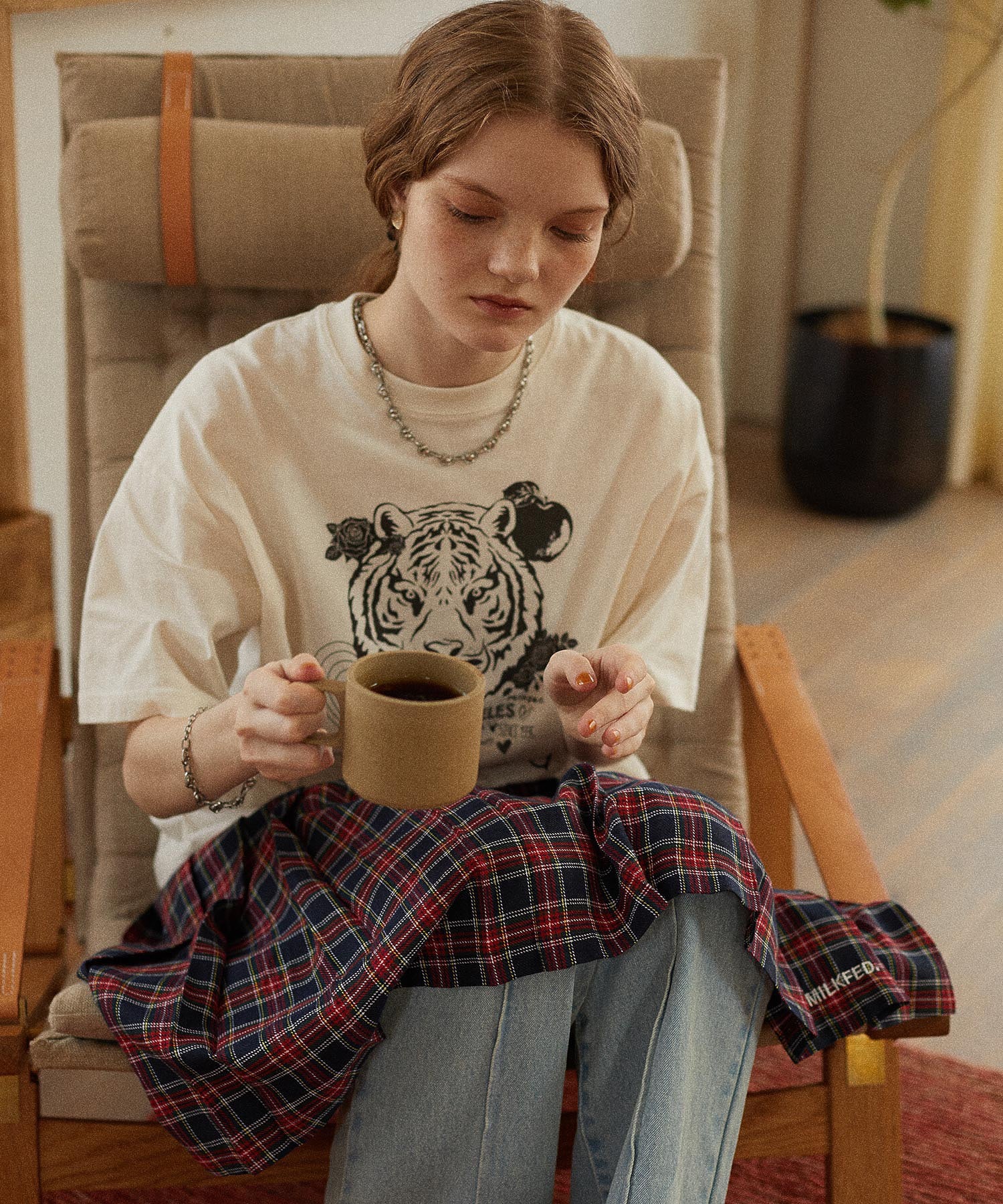 PLEATED PLAID SKIRT