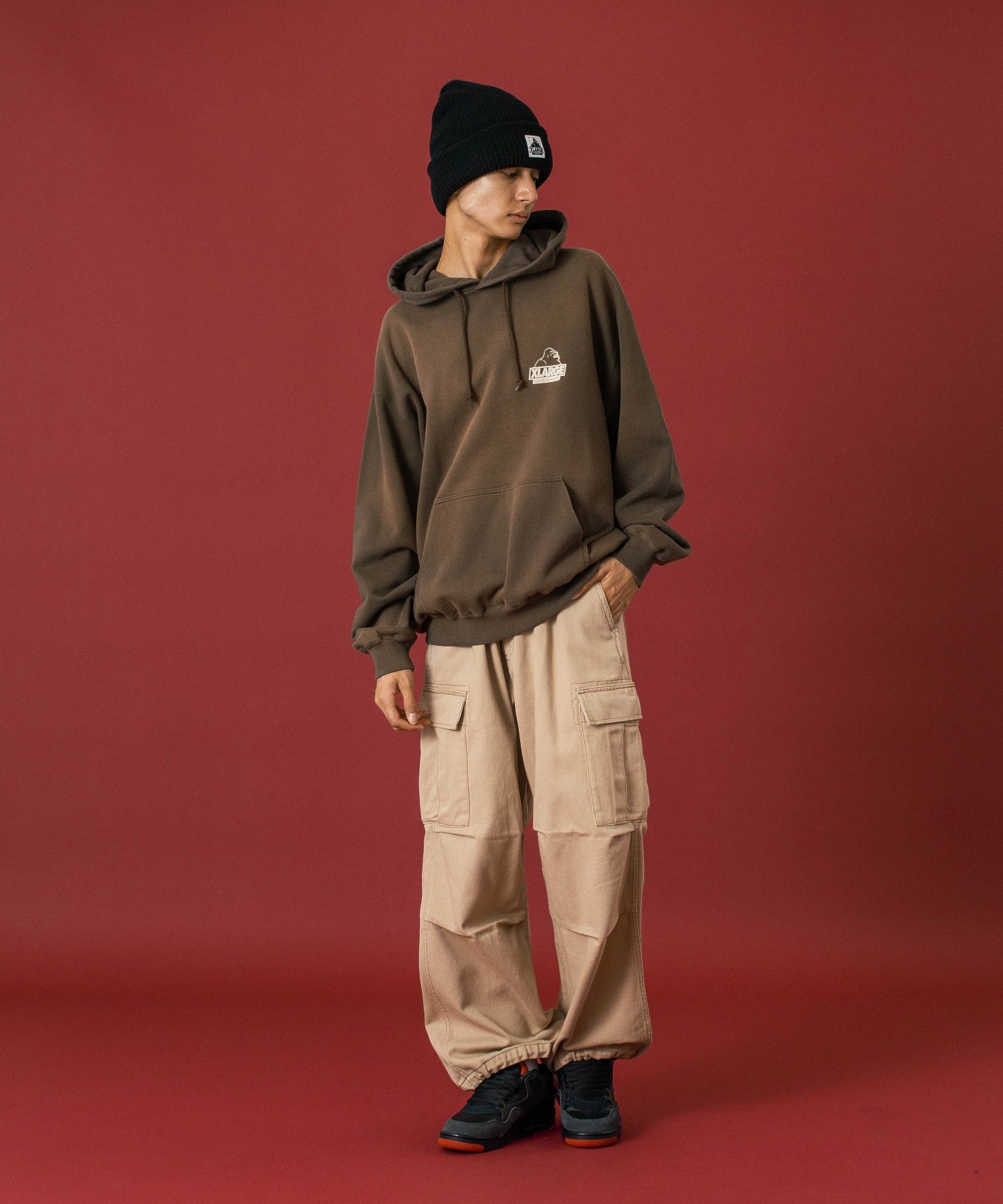 DISCHARGE PRINTED SLANTED OG HOODED SWEATSHIRT