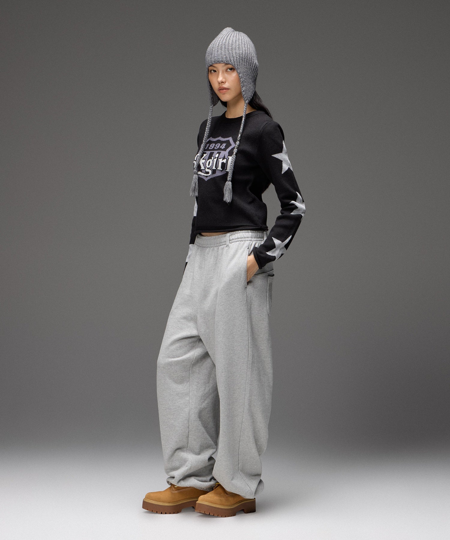 EMBLEM LOGO JACQUARD COMPACT KNIT TOP