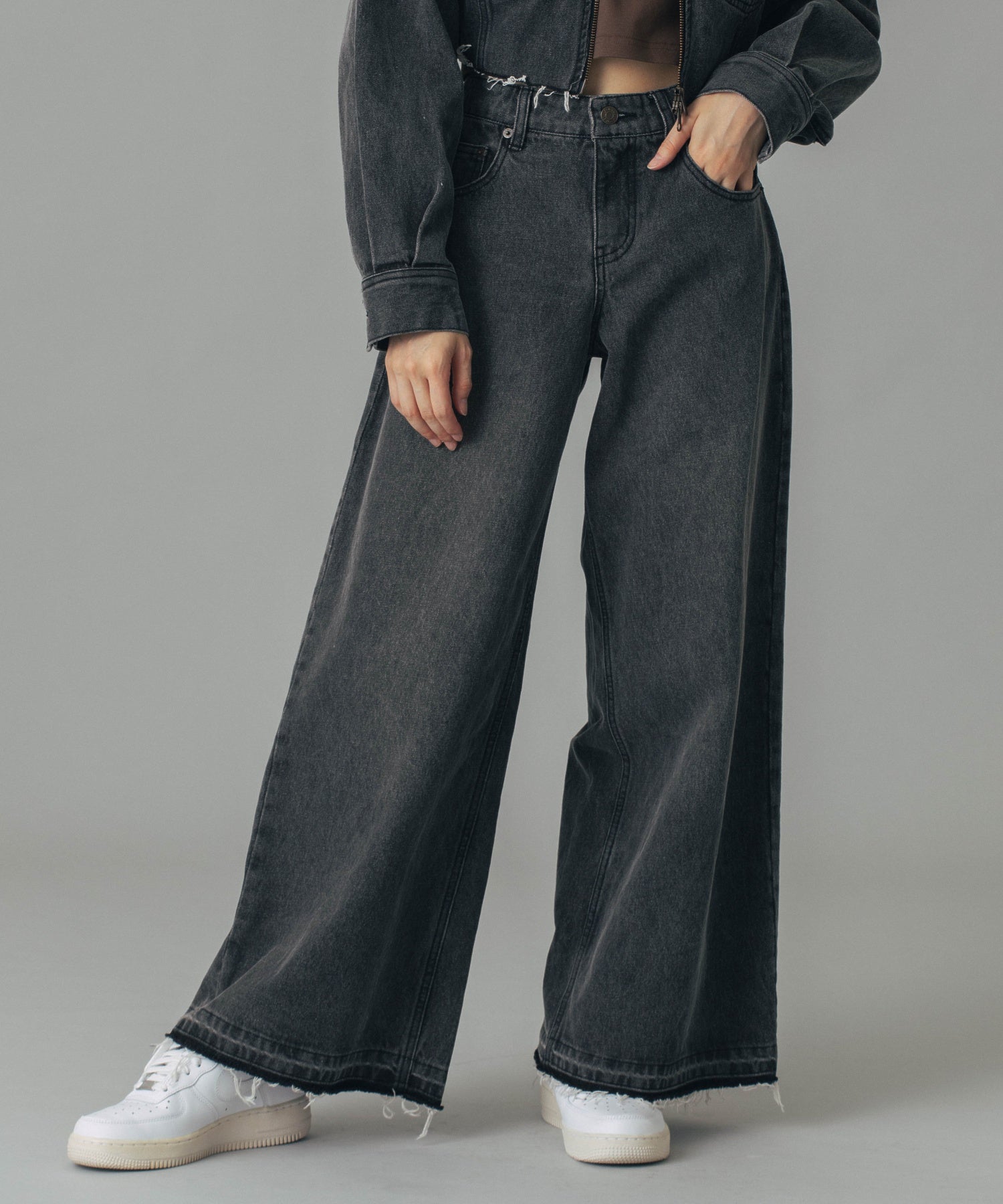 LOW RISE OVERDYED DENIM PANTS