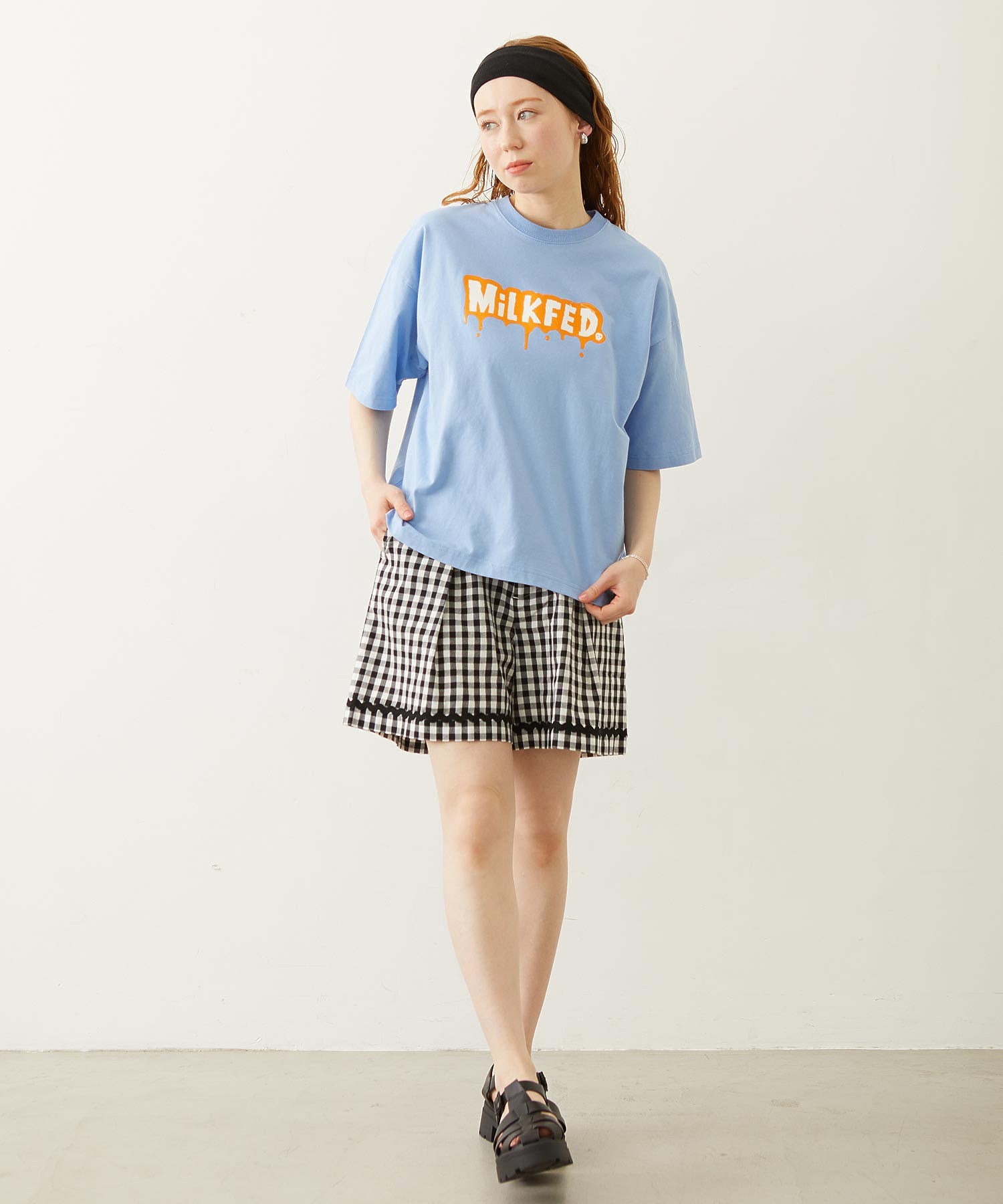 TRIMMED GINGHAM CHECK SHORTS