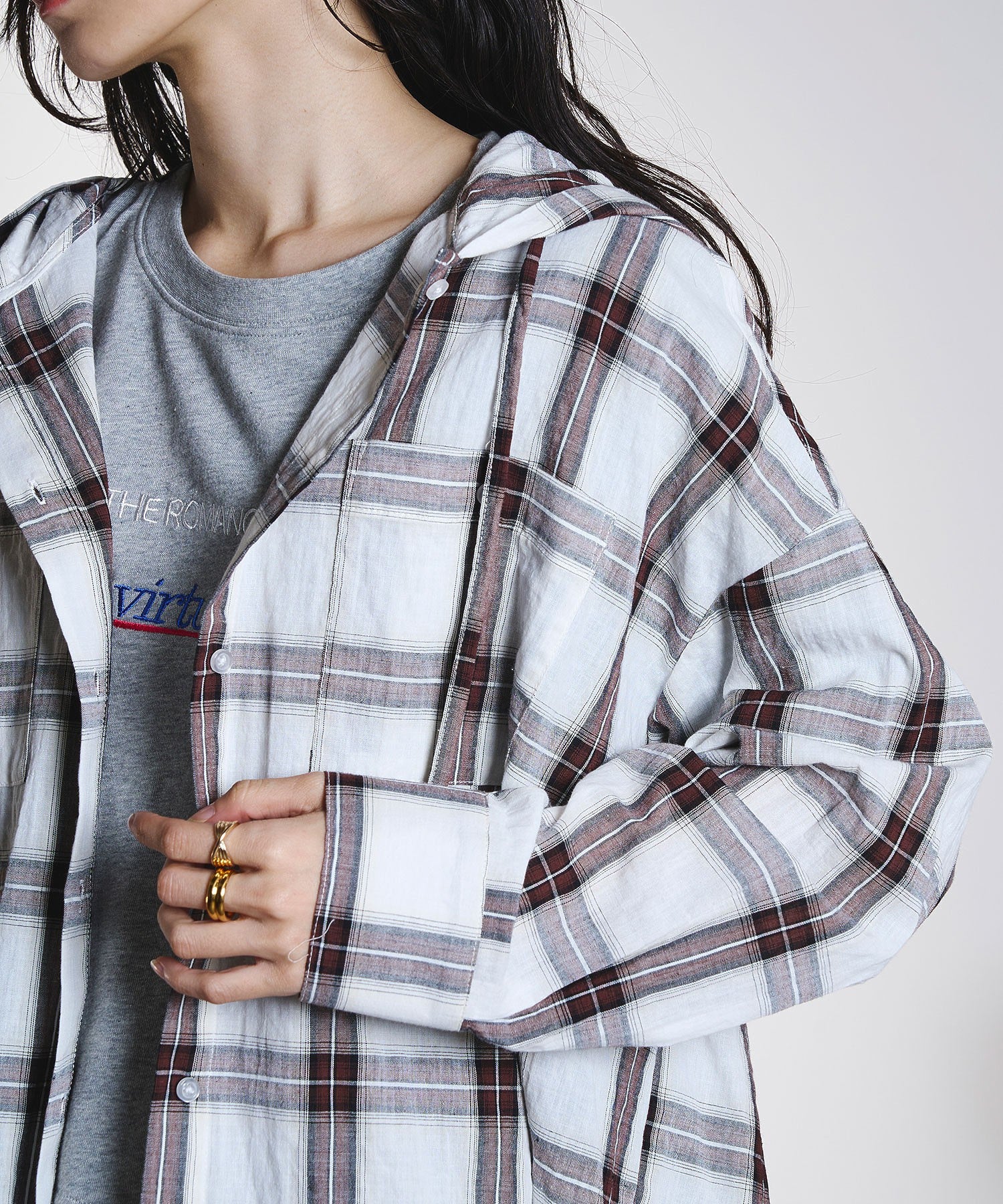HOODED CHECK SHIRT