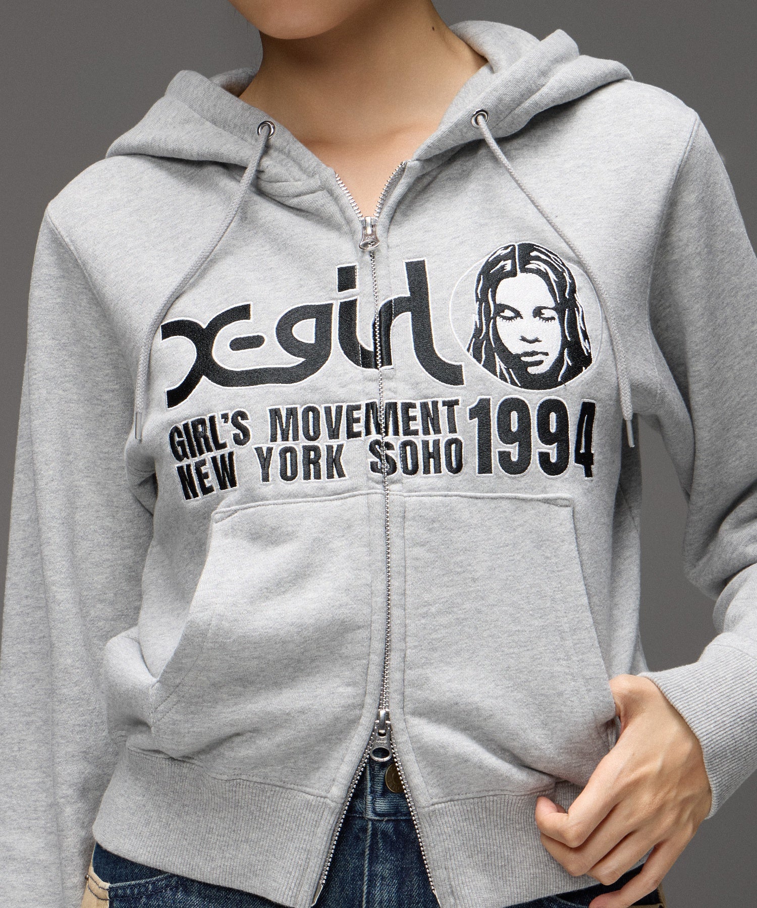 FACE AND LOGO COMPACT ZIP UP SWEAT HOODIE
