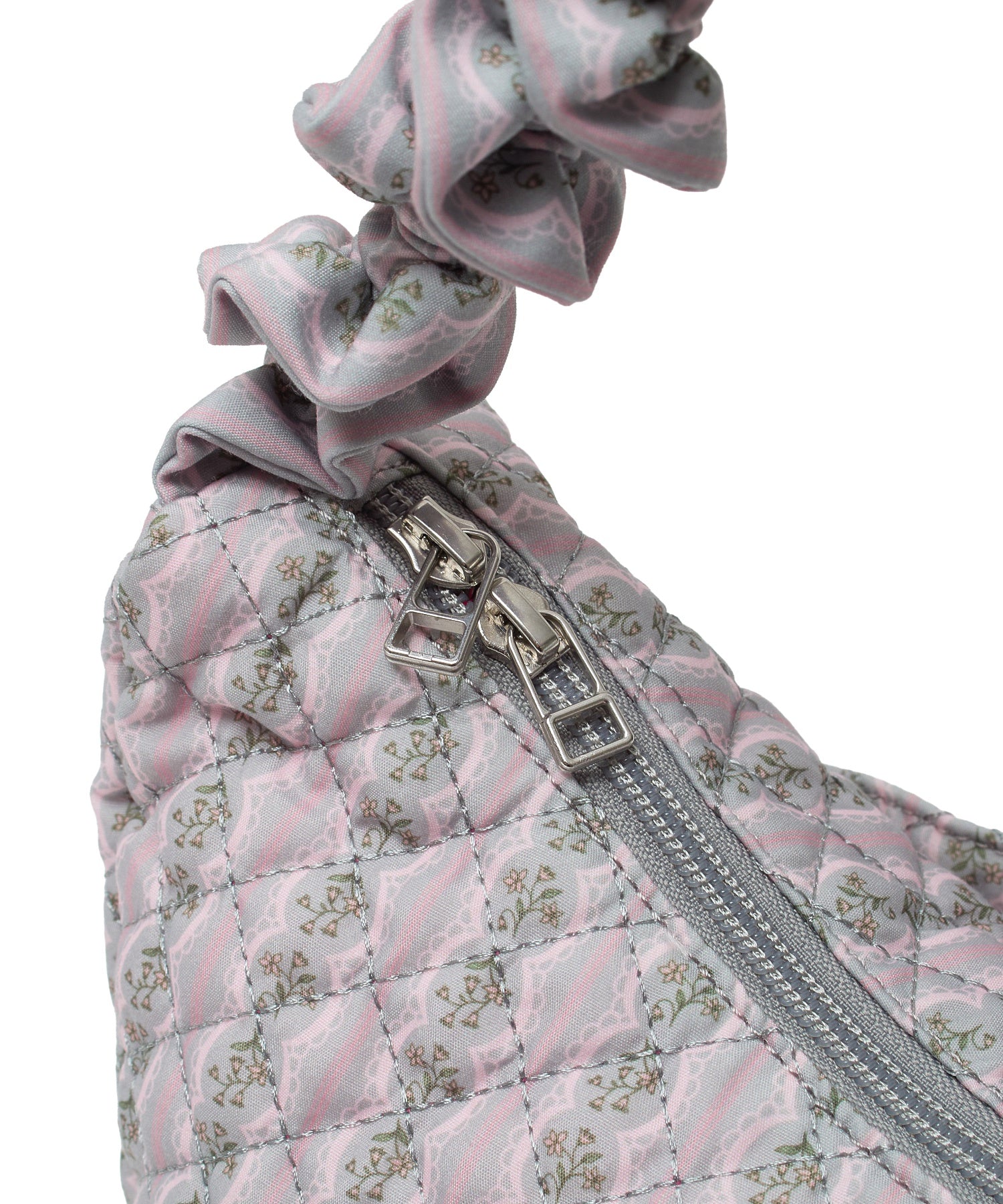 STRIPED FLOWER QUILTED SHOULDER BAG