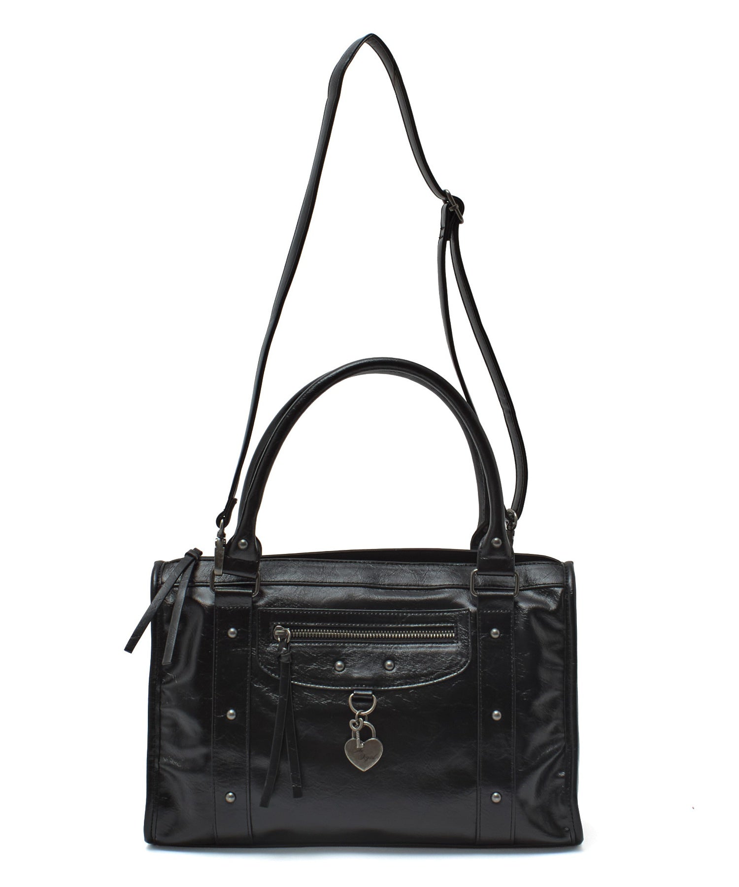 HEART PADLOCK FAUX LEATHER 2WAY BAG