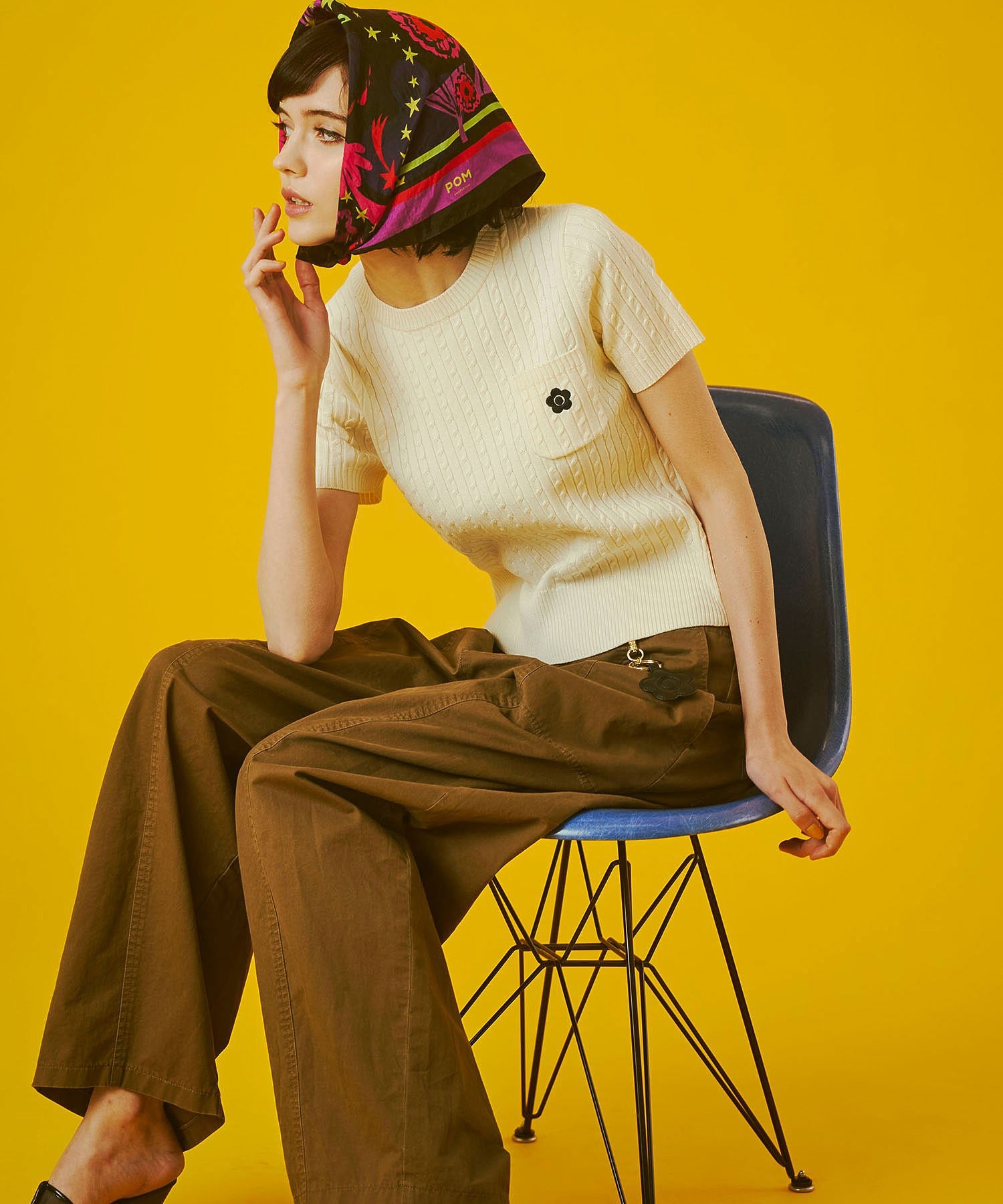 【レッドROSE BUD別注カラー】MARY QUANT/CABLE HALF SLEEVE KNIT