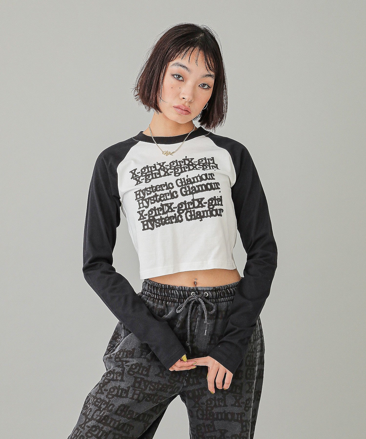 X-girl x HYSTERIC GLAMOUR L/S RAGLAN COMPACT TOP