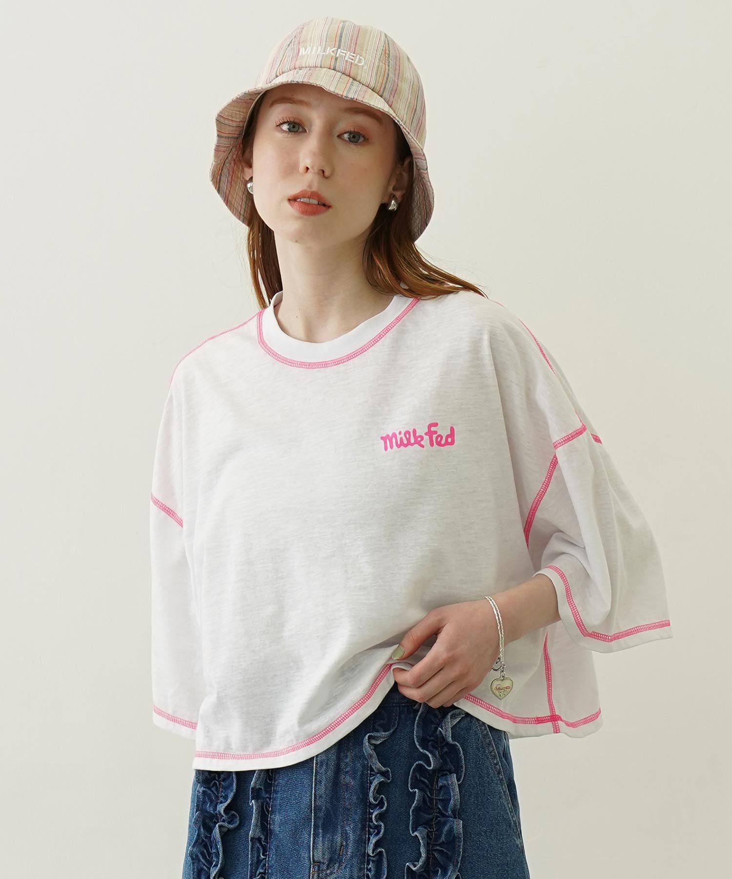 COLOR STITCH WIDE S/S TOP