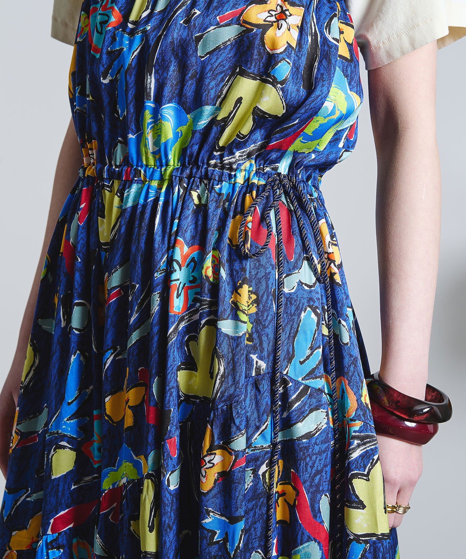 mici/PRINT GATHERED SKIRT