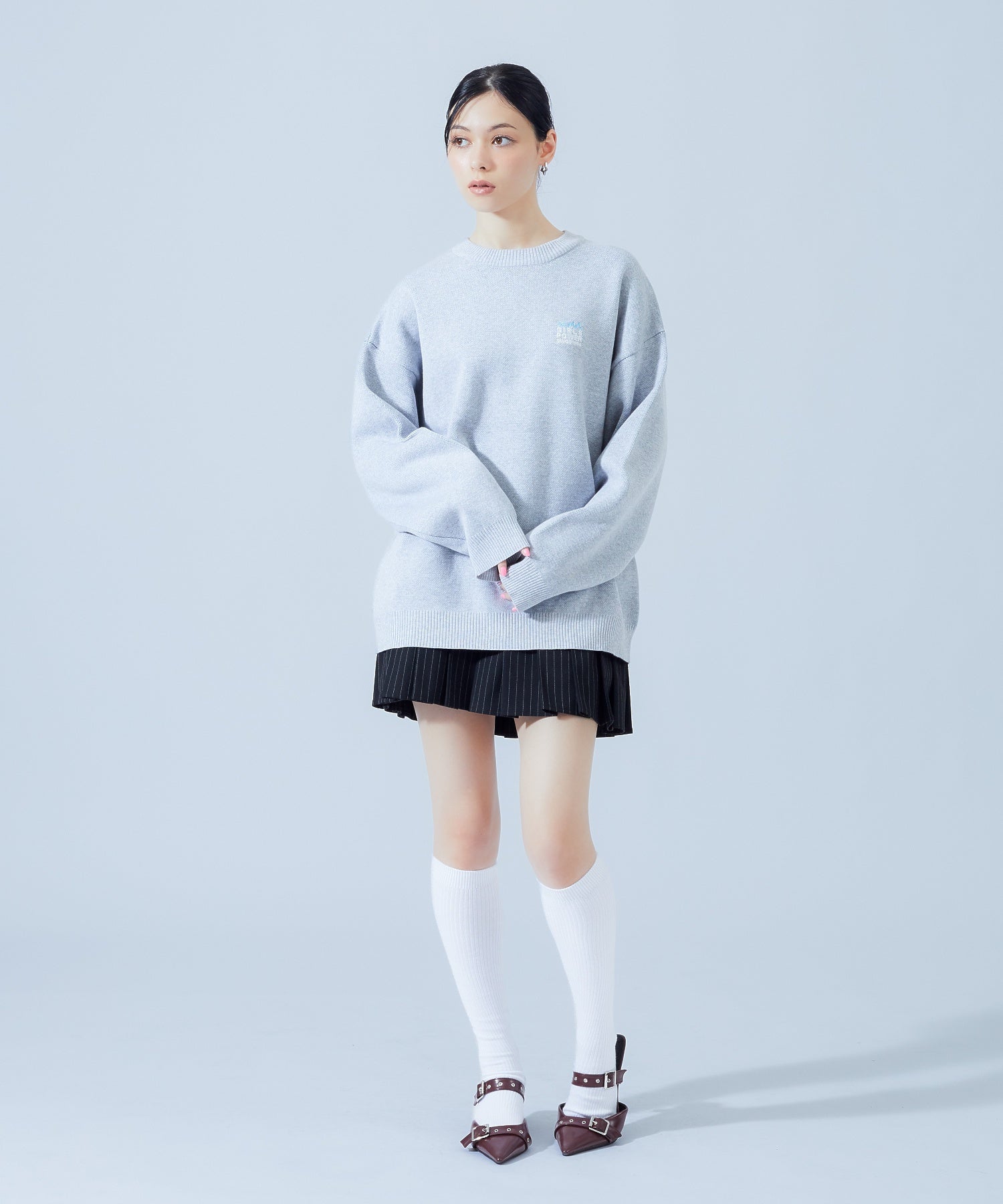 BOX LOGO AND FACE JACQUARD KNIT TOP