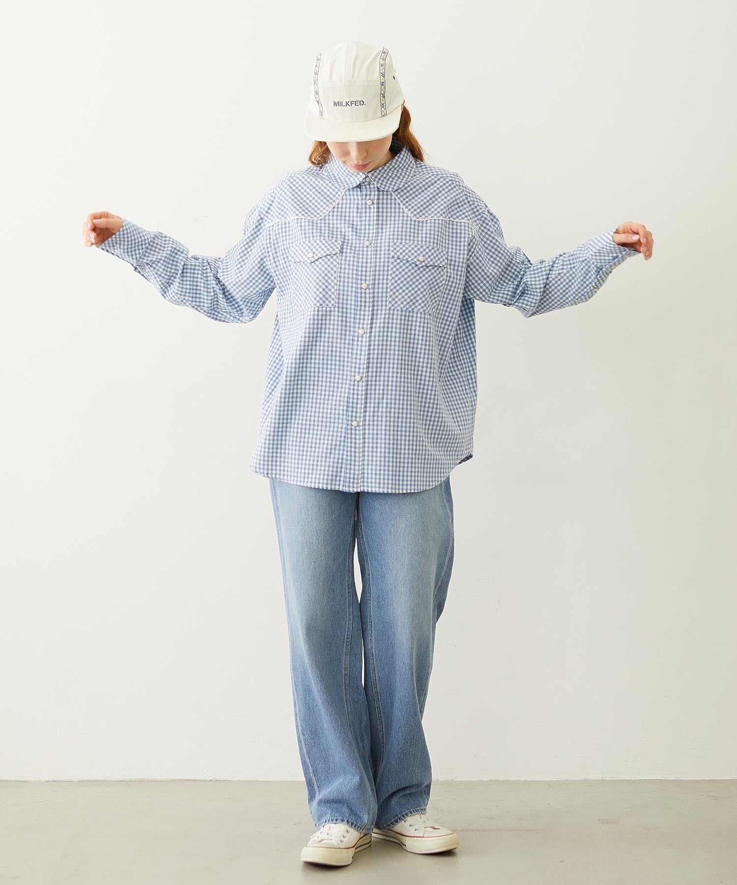 MILKFED. EMBROIDERED DENIM PANTS