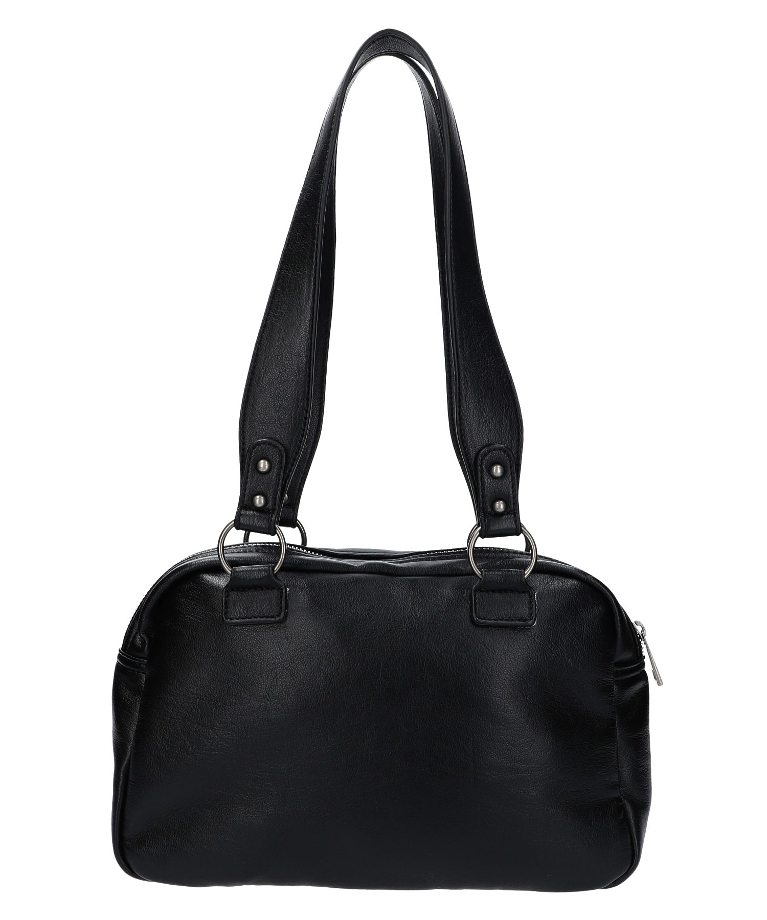 DOUBLE POCKET FAUX LEATHER HAND BAG