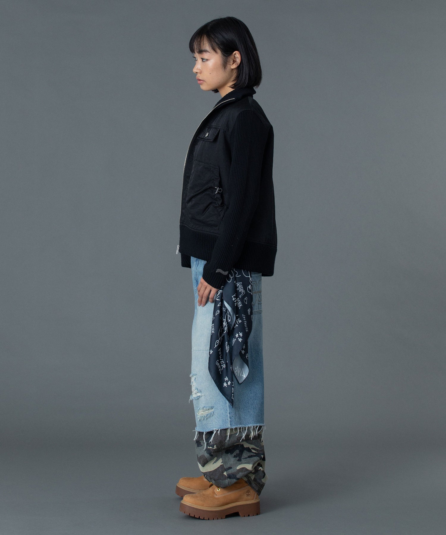 RIBBED SLEEVE WOVEN JACKET